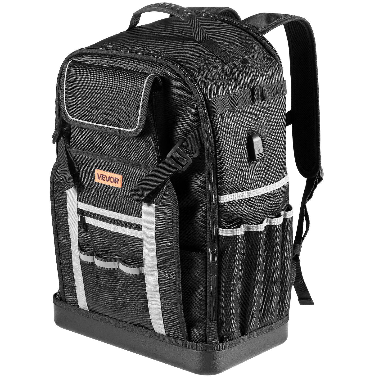 Tool Backpack, 56 Pockets, Heavy-duty Tools Storage Organizer Bags with Molded Base, Electrician Jobsite Backpack for Construction Jobsite, Electrician, Industrial, Repairman, and HVAC Techs - Image 1