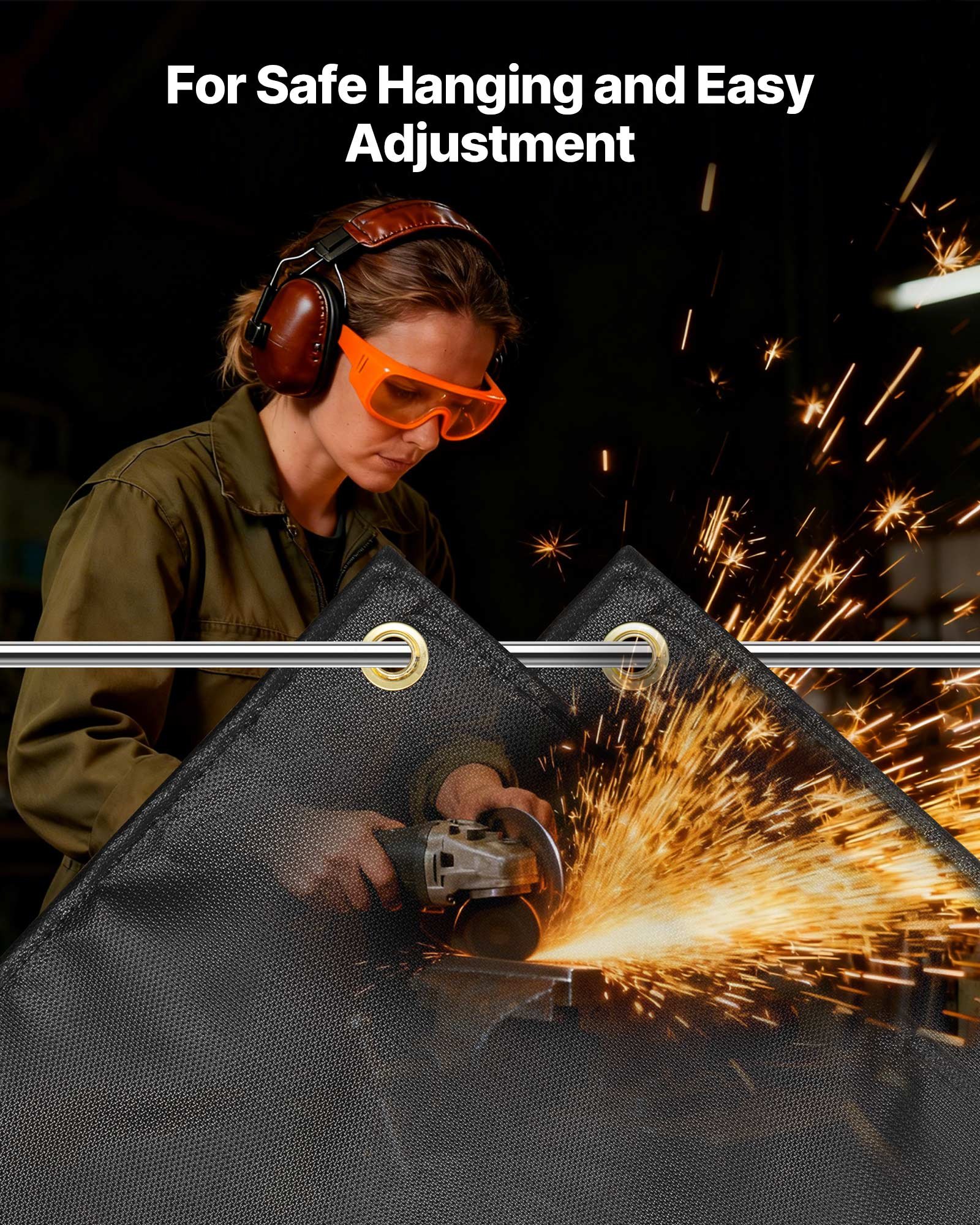 Welding Blanket, 1829mm x 2438mm Silicone Coated Fiberglass Welding Blanket, 1800°F Heat Resistant Safety Protection Blankets, Flame Retardant Fireproof Insulation Mat with Metal Grommets - Image 7
