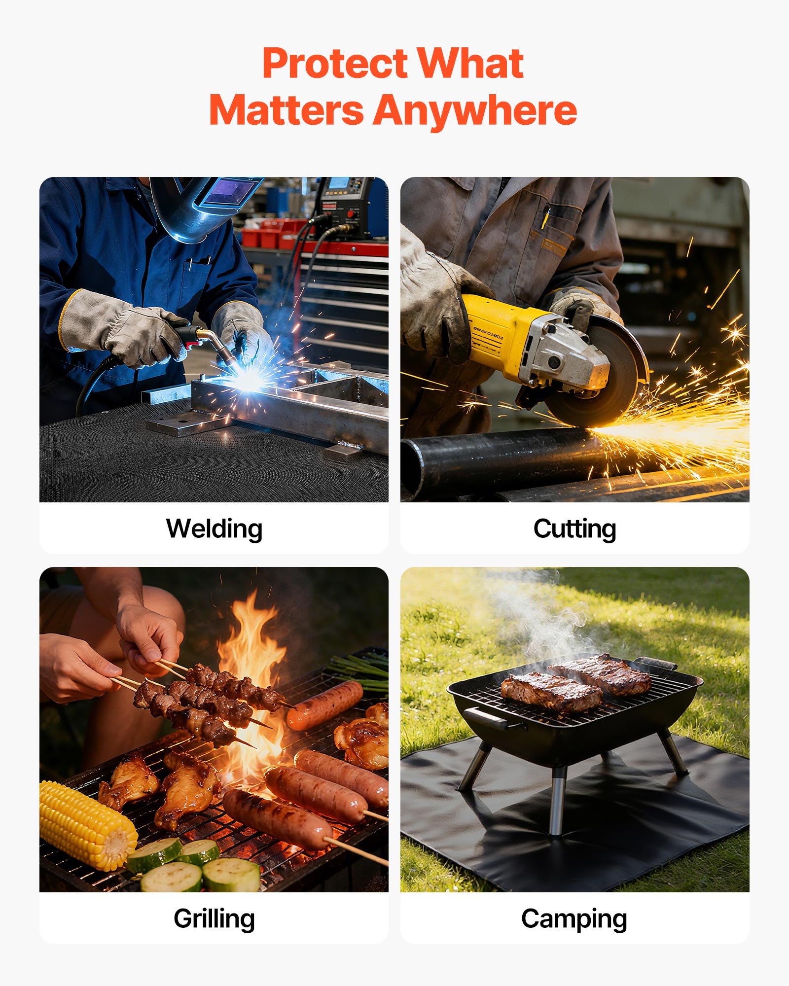 Welding Blanket, 1219mm x 1829mm Silicone Coated Fiberglass Welding Blanket, 1800°F Heat Resistant Safety Protection Blankets, Flame Retardant Fireproof Insulation Mat with Metal Grommets - Image 4