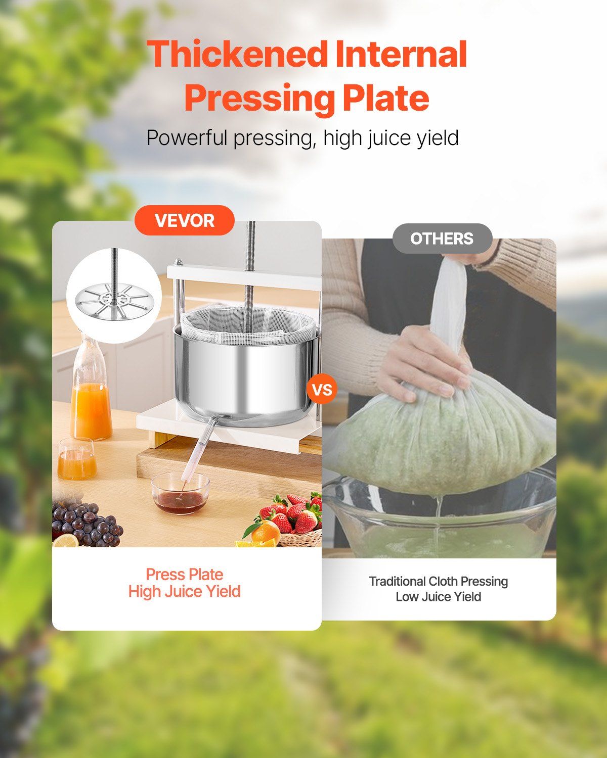 3.17 Gal/12L Fruit Wine Press, 2 Stainless Steel Barrels, Manual Juice Maker, Cider Apple Grape Tincture Honey Olive Oil Making Press with Triangular Handle for Outdoor Kitchen Home - Image 2