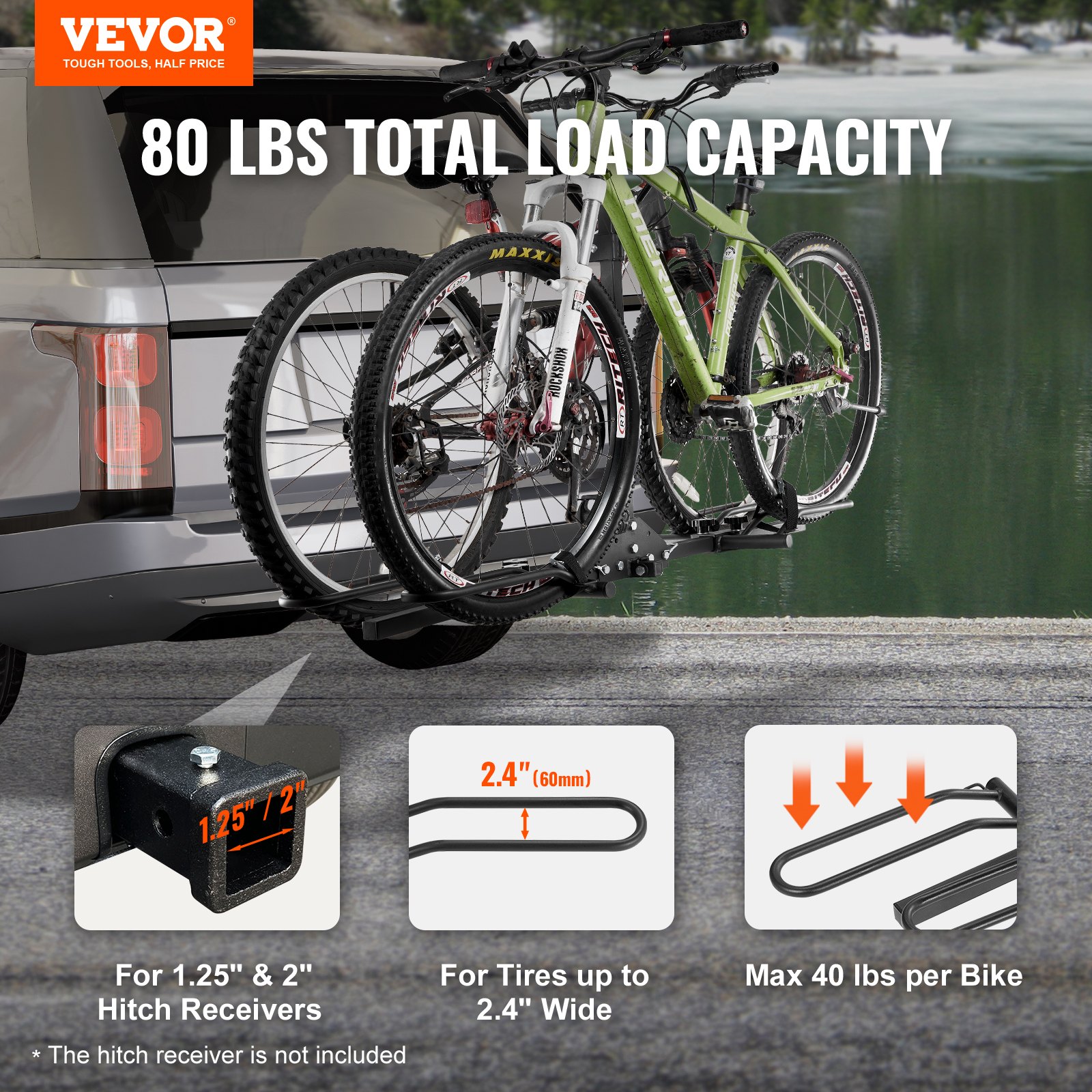 2-Bike Rack Hitch Mount Folding Carrier Car Truck SUV 1.25 - Image 2