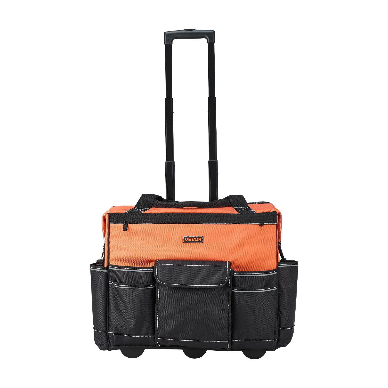 Rolling Tool Bag, 110 lbs Load Capacity, 27 Pockets Heavy Duty Roller Tool Bag on Wheels, Adjustable Telescoping Handle & Stable Base, Toolbag Organizers with Wheels for Construction, Mechanic - Image 1
