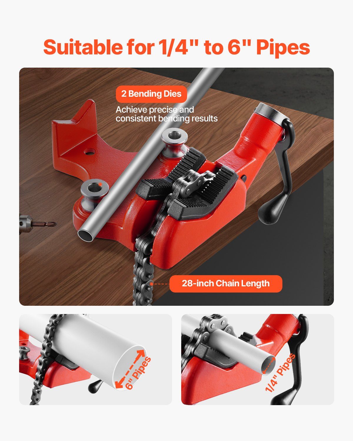 Heavy-Duty Pipe Chain Vise, 1/4