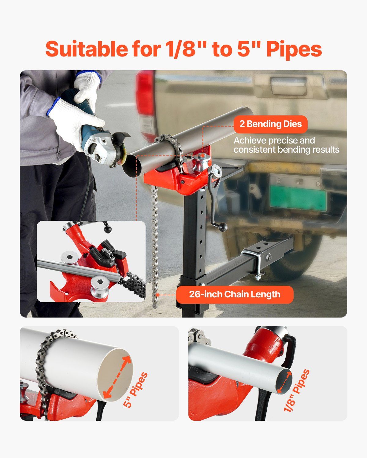 Heavy-Duty Pipe Chain Vise, 1/8