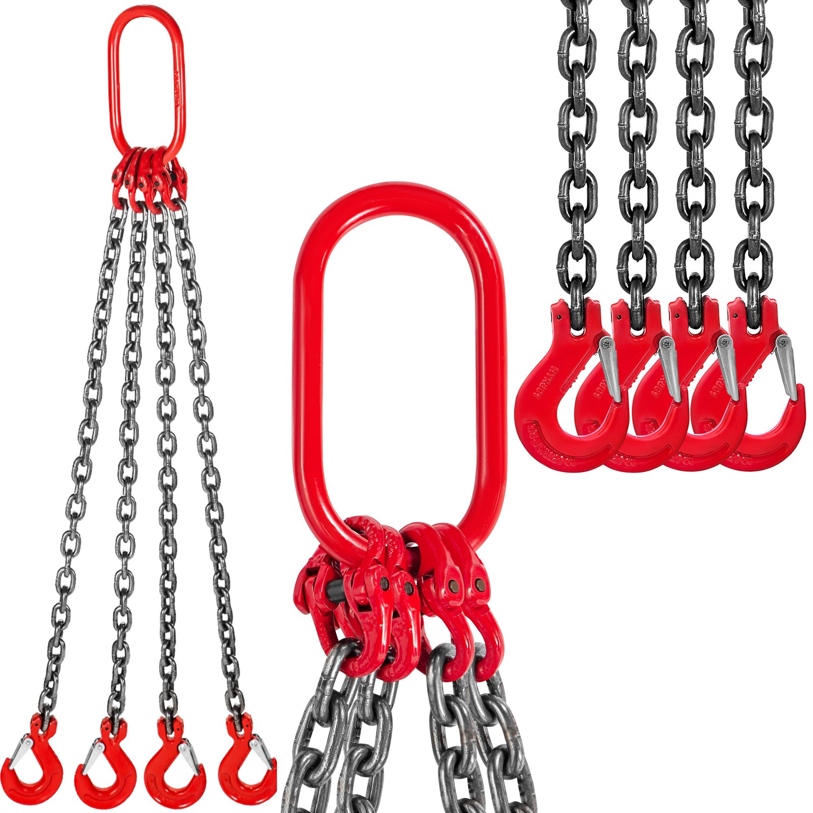 Chain Sling, 8 mm x 1m Lifting Chains with Hooks, G80 Engine Chain Hoist Lifts, 5 Ton Load Capacity Lifting Sling Chains for Engine Hoist, Engine Lift Chain with 4 Leg Grab Hooks Heavy Duty - Image 1