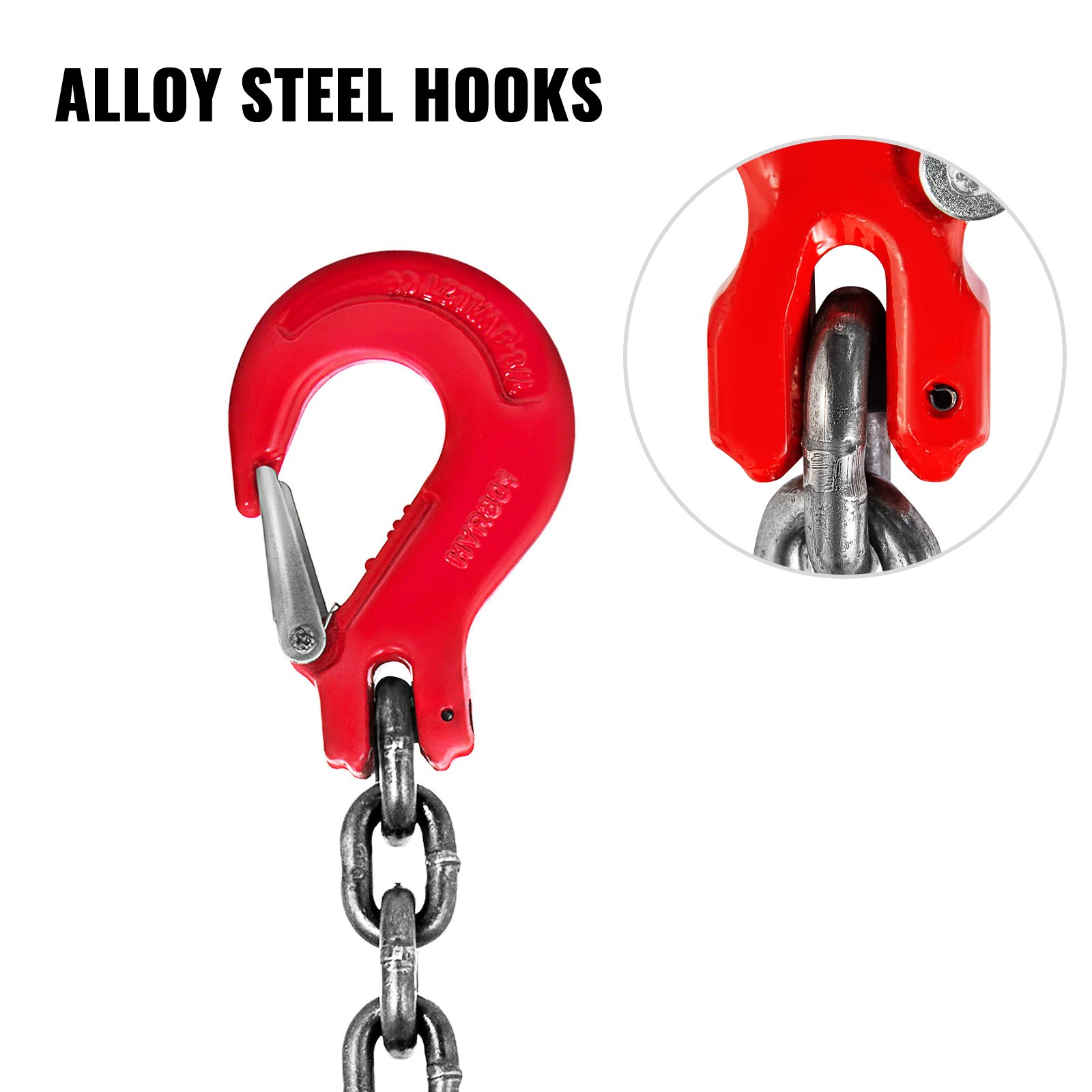 Chain Sling, 8 mm x 1m Lifting Chains with Hooks, G80 Engine Chain Hoist Lifts, 5 Ton Load Capacity Lifting Sling Chains for Engine Hoist, Engine Lift Chain with 4 Leg Grab Hooks Heavy Duty - Image 5