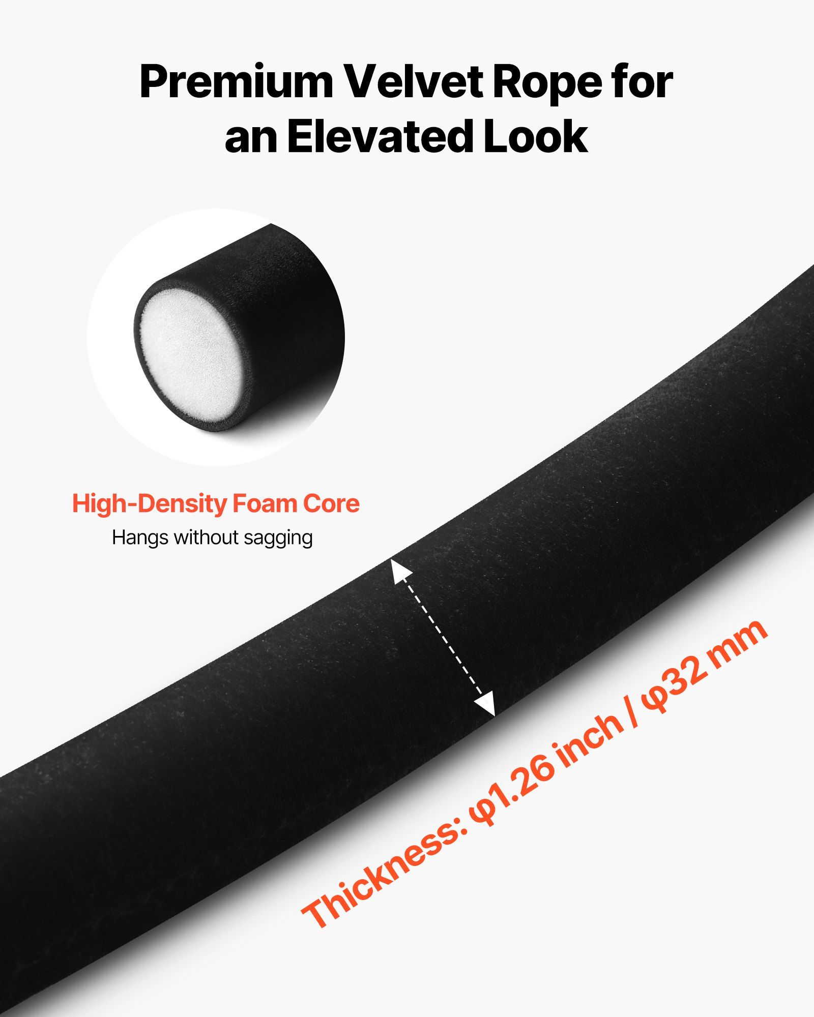 2 Pcs Black Velvet Stanchion Ropes, 1.5 m Crowd Control Stanchion Black Velvet Ropes with Gold Hooks, Post Queue Barrier Carpet Rope for Carpet Events Movie Theaters Grand Openings Hotels Party - Image 4