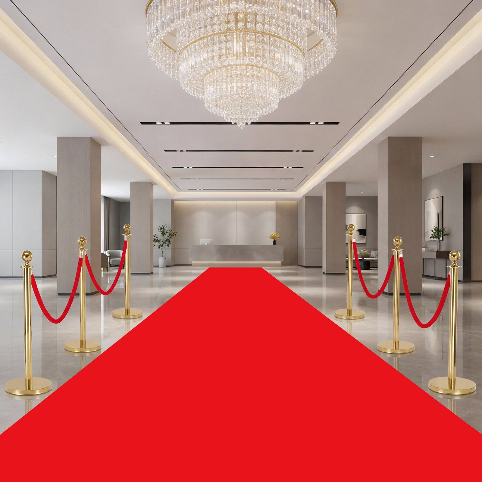 4 Pcs Red Velvet Stanchion Ropes, 1.5 m Crowd Control Stanchion Red Velvet Ropes with Silver Hooks, Post Queue Barrier Carpet Rope for Carpet Events Movie Theaters Grand Openings Hotels Party - Image 8