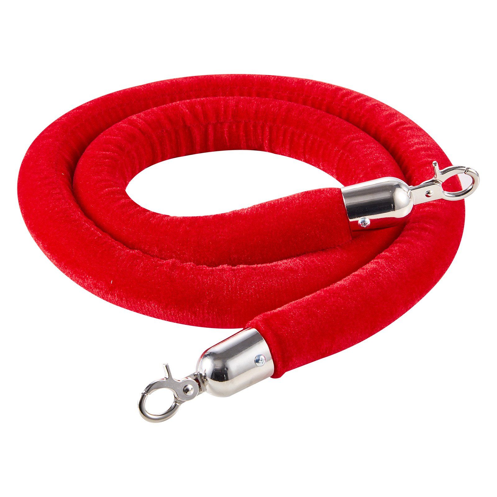 2 Pcs Red Velvet Stanchion Ropes, 1.5 m Crowd Control Stanchion Red Velvet Ropes with Silver Hooks, Post Queue Barrier Carpet Rope for Carpet Events Movie Theaters Grand Openings Hotels Party - Image 1