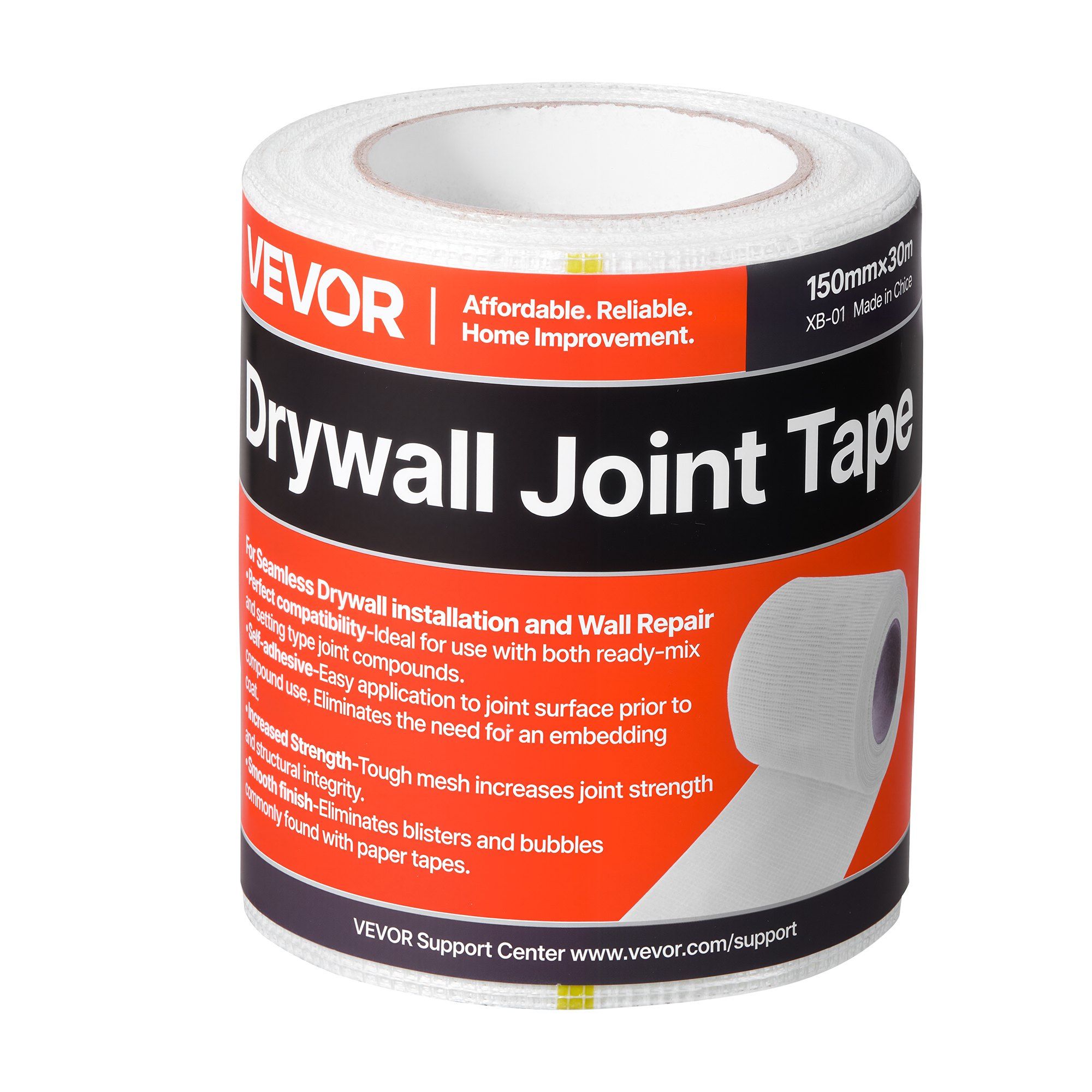 Drywall Mesh Tape, 150mm W x 30m L Self-Adhesive Fiberglass Drywall Joint Tape, 12 Rolls Dry Wall Patch for Easy Sheetrock Ceiling Crack Repair, to Achieve Smooth Even Wall Surface - Image 1