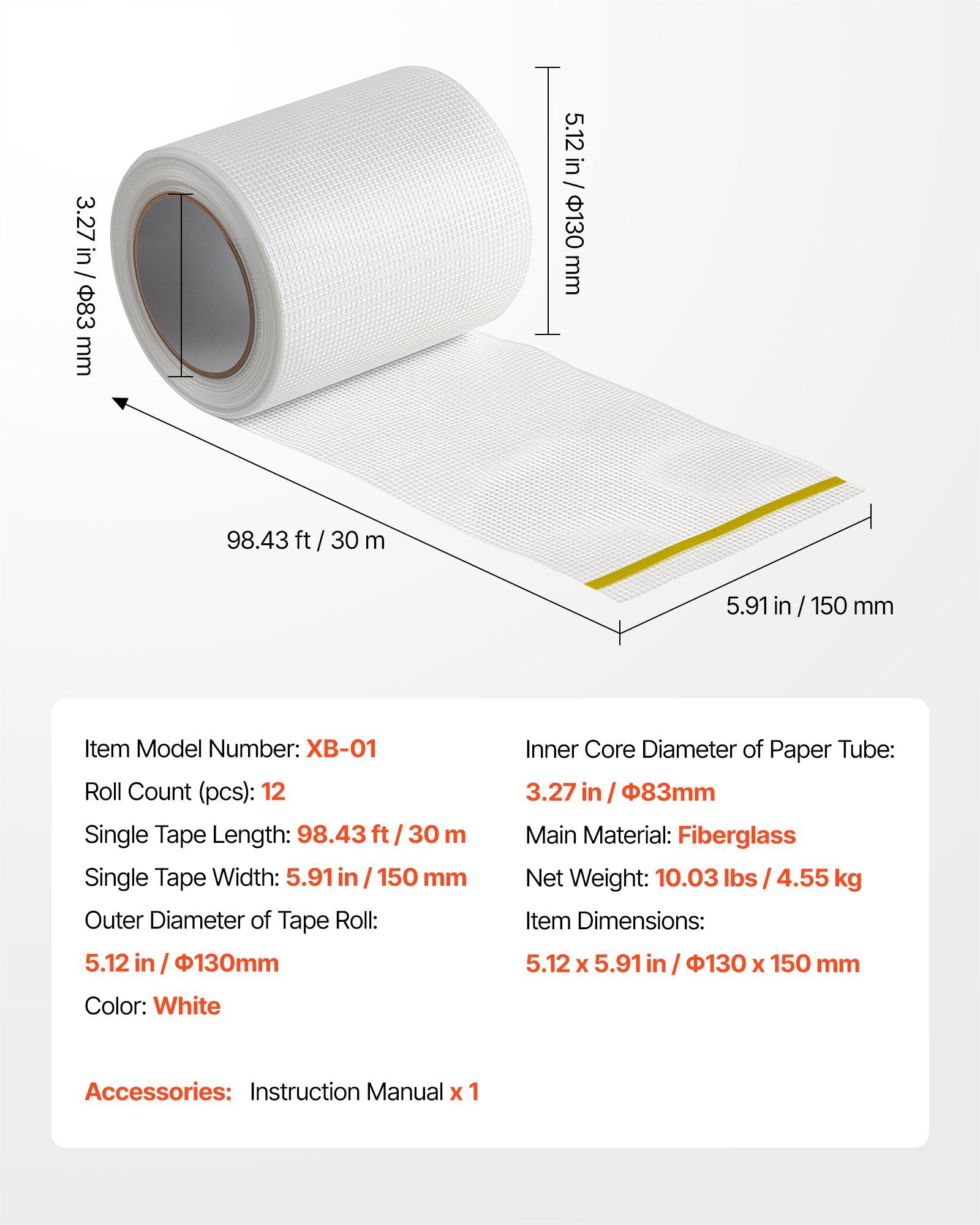 Drywall Mesh Tape, 150mm W x 30m L Self-Adhesive Fiberglass Drywall Joint Tape, 12 Rolls Dry Wall Patch for Easy Sheetrock Ceiling Crack Repair, to Achieve Smooth Even Wall Surface - Image 7