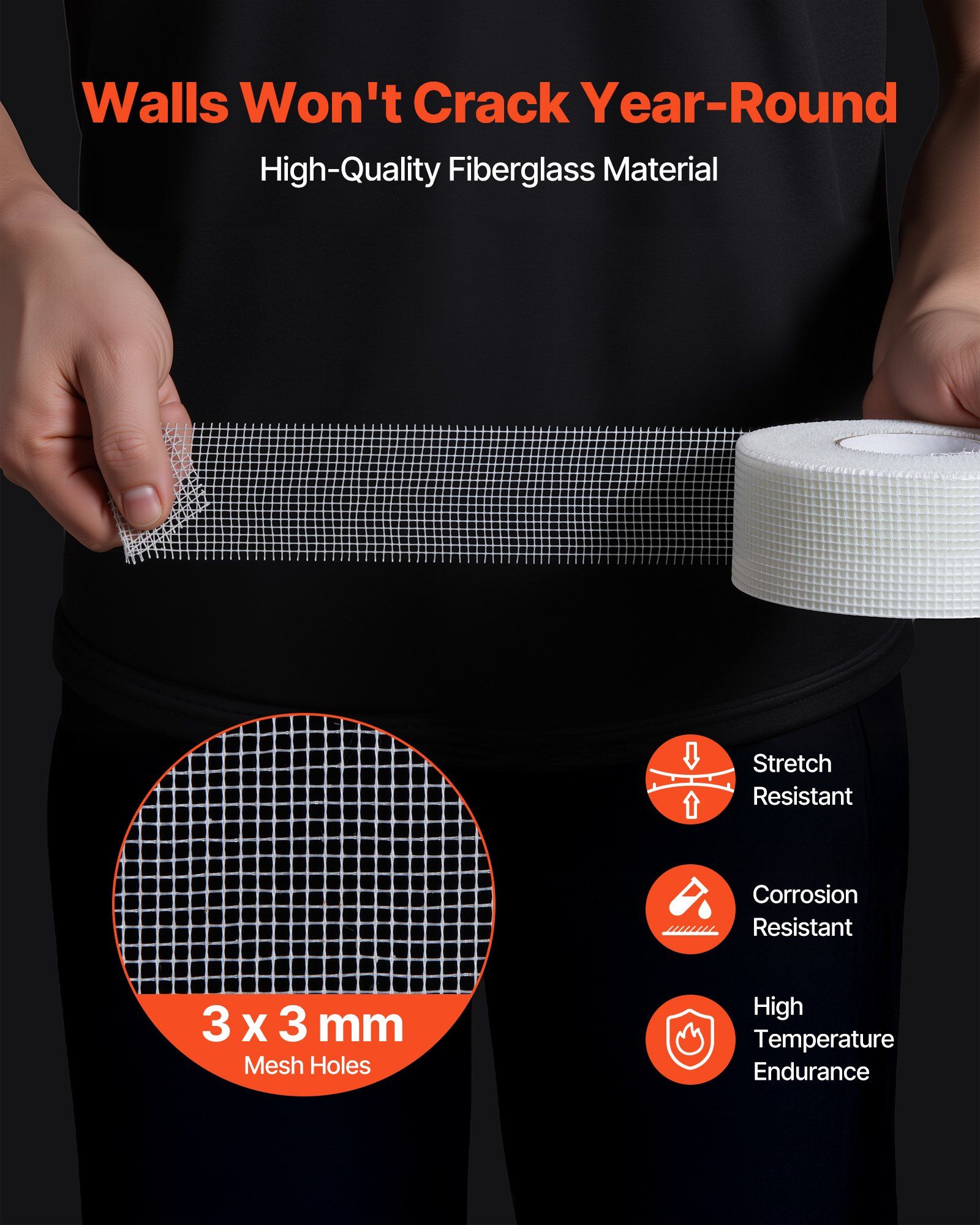 Drywall Mesh Tape, 50mm W x 45m L Self-Adhesive Fiberglass Drywall Joint Tape, 36 Rolls Dry Wall Patch for Easy Sheetrock Ceiling Crack Repair, to Achieve Smooth Even Wall Surface - Image 3