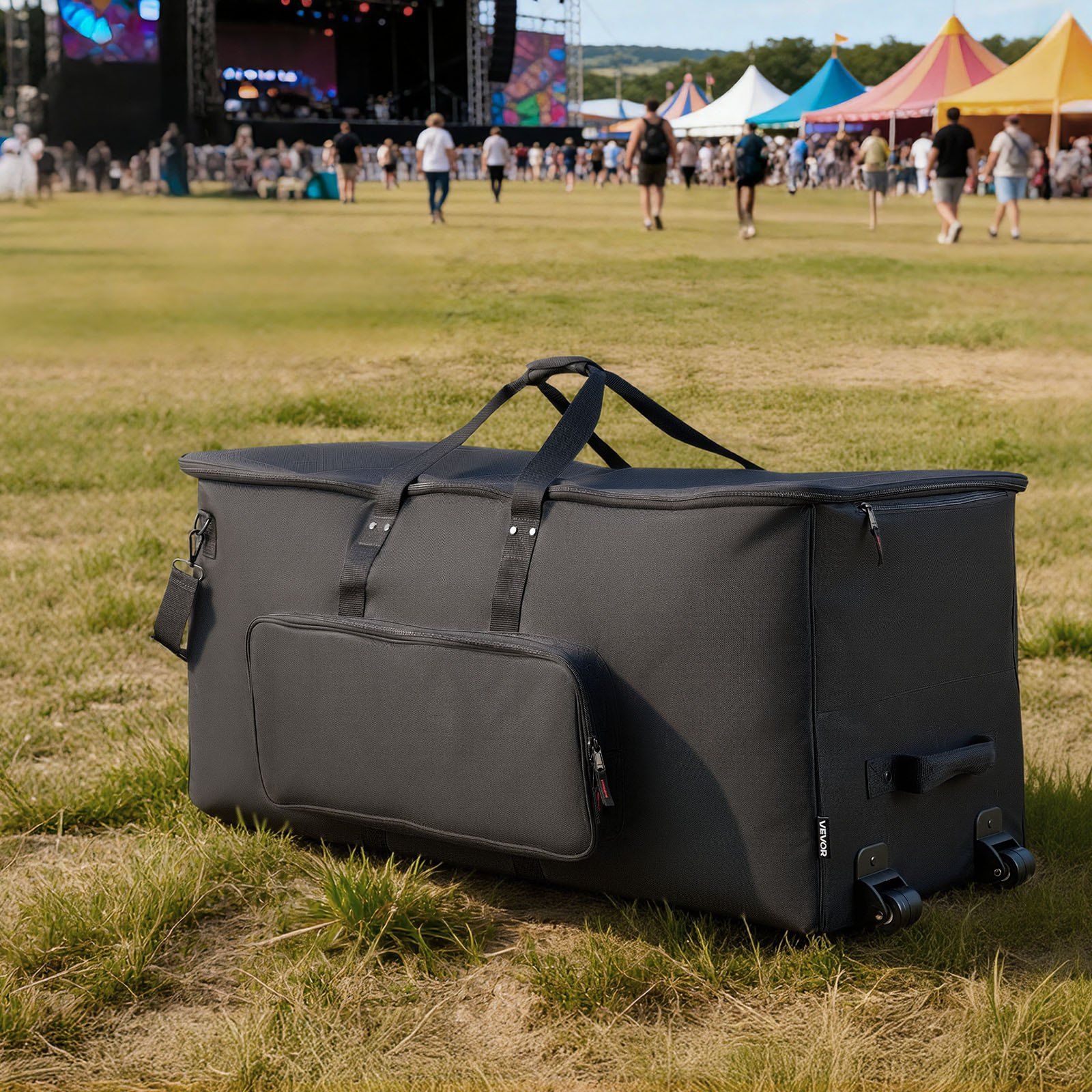 Electronic Drum Kit Bag, 600D, Padded Drum Bag with Wheels, Large 920 x 420 x 410 mm Interior, Lightweight Travel Case with Detachable Dividers, and Multiple Pockets, for Electric Drums, Black - Image 8