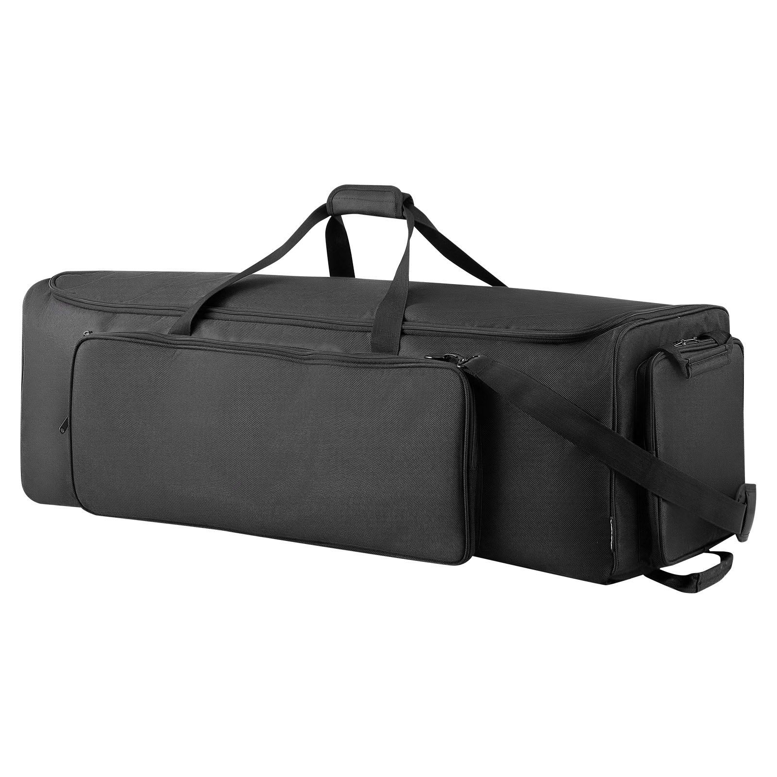 Drum Hardware Bag with Wheels, 1680D, Drum Set Equipment Carry Bag, Carrying Case with Sturdy Handle, Durable Zipper, Smooth PVC Wheels, Multiple Pockets, for Hardware and Stand Accessory, Black - Image 1