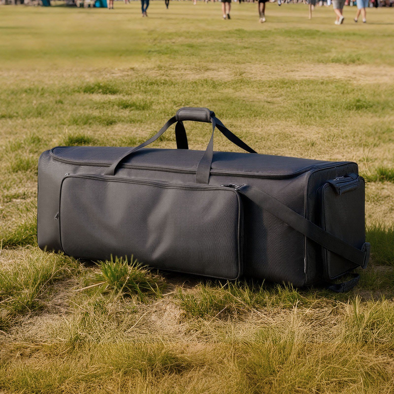 Drum Hardware Bag with Wheels, 1680D, Drum Set Equipment Carry Bag, Carrying Case with Sturdy Handle, Durable Zipper, Smooth PVC Wheels, Multiple Pockets, for Hardware and Stand Accessory, Black - Image 8