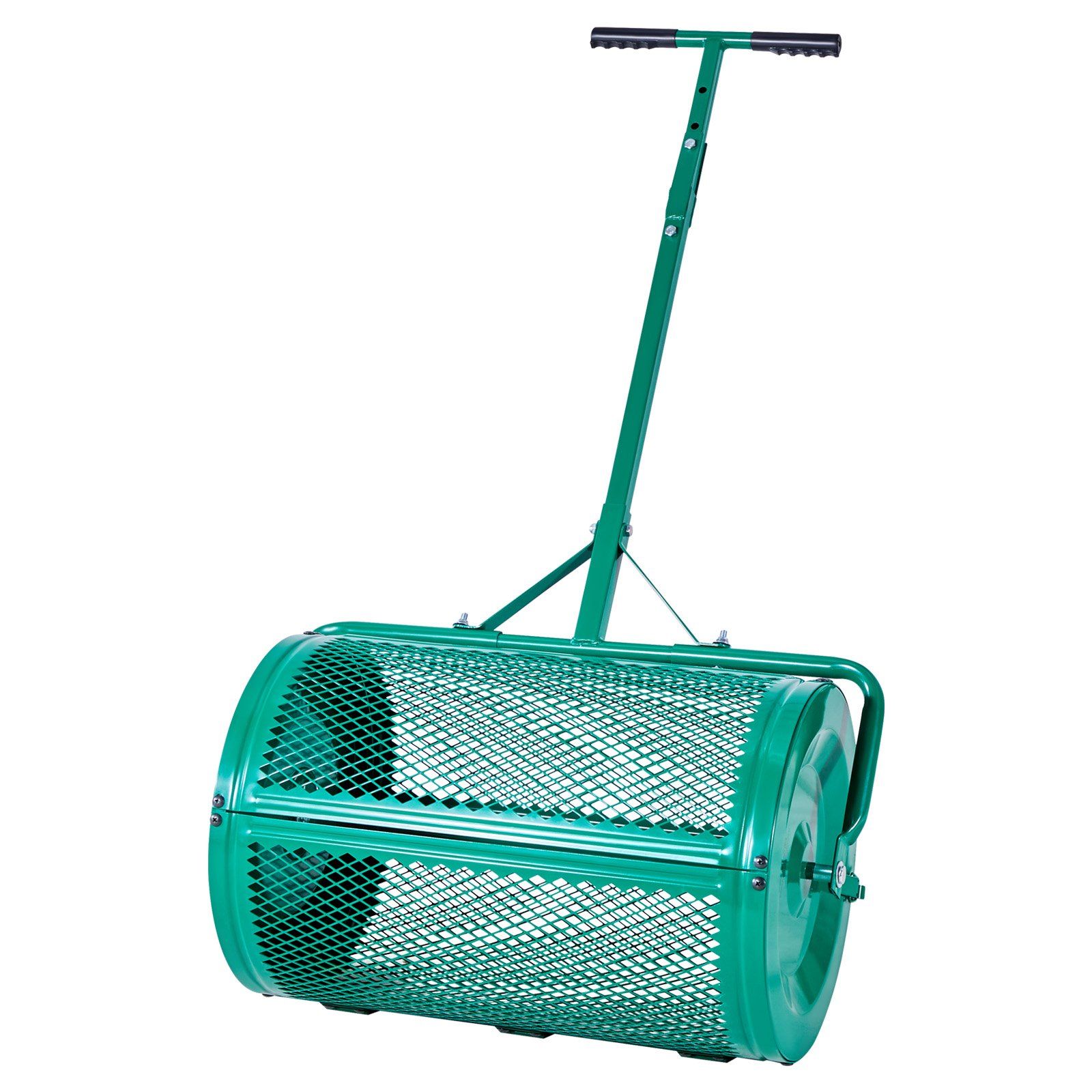 Compost Spreader, 24 in Wide Peat Moss Spreader with Push/Tow Handle, 4 Heights Adjustable, Powder-Coated Steel Garden Peat Moss Roller, Heavy Duty Grass Seed Spreaders for Planting Seeding - Image 1