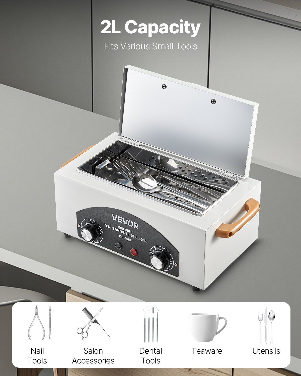 High Temperature Autoclave Machine, 2L, 300W High Temperature Cleaner Machine Box with Adjustable Temperature and Time, Dry Heat Cabinet Nail Tool Cleaner for Labs, Home, Nail and Beauty Salons - Image 3