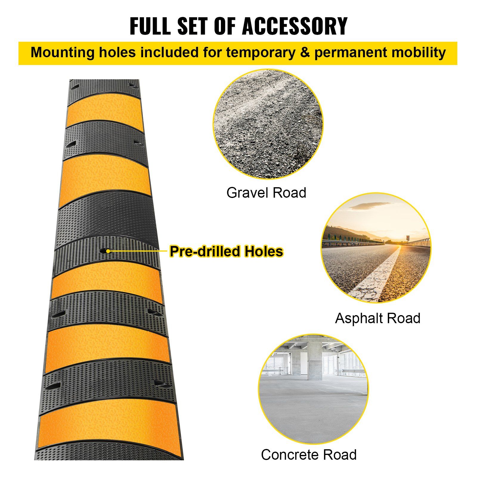 2pcs 6 Feet Rubber Driveway Modular Heavy Duty Speed 185 x 31 x 5.5 cm Cable Protector Ramp for Garage Gravel Roads Asphalt Concrete, 2Pack-6Ft-Speed Bump - Image 6
