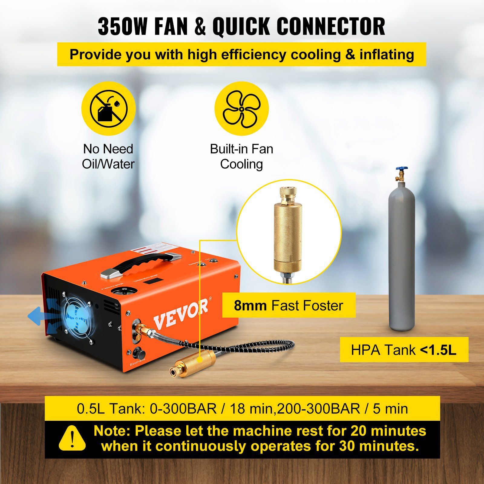 PCP Air Compressor Pump 12V 4500PSI Auto High Pressure Scuba Airgun Pump - Image 5