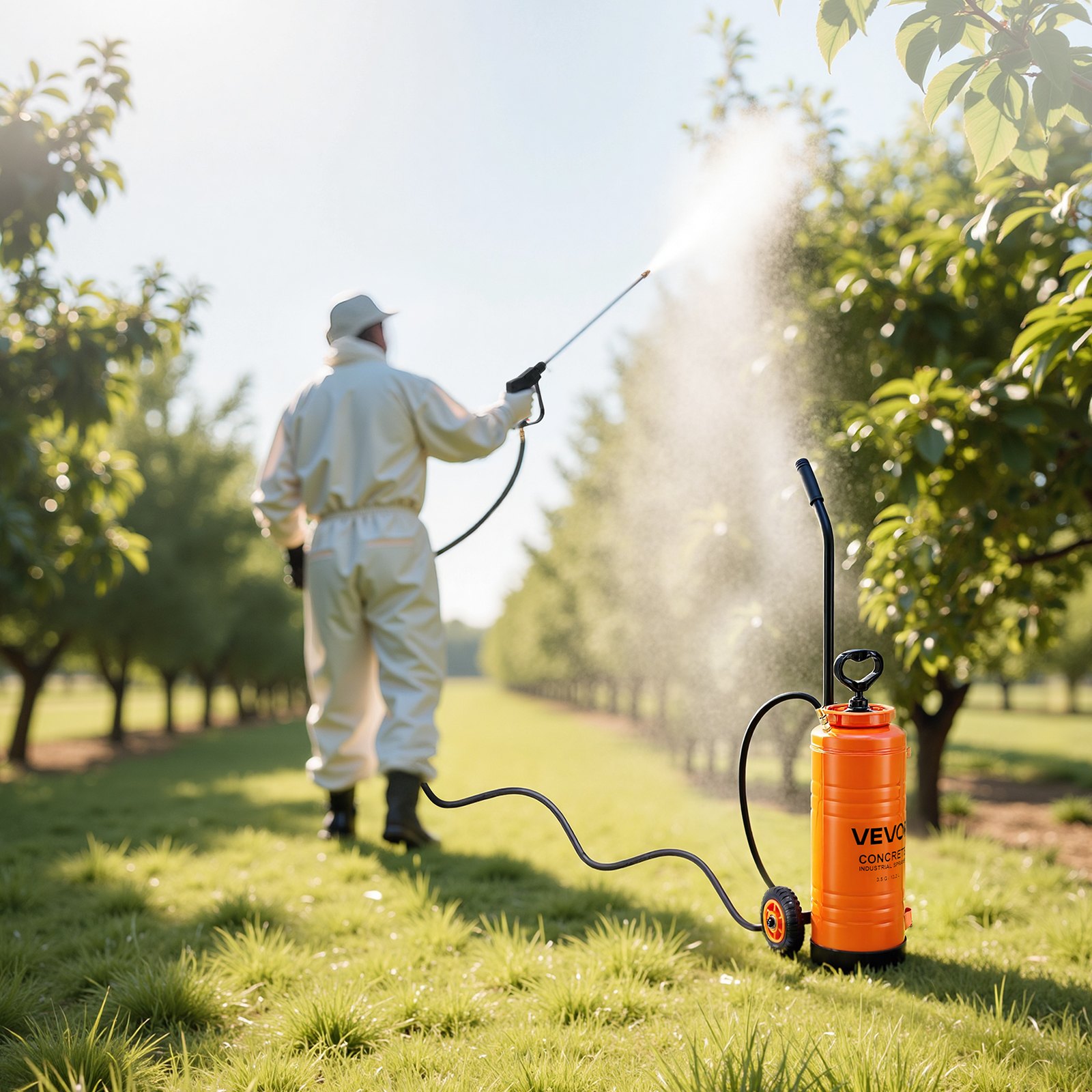 Industrial Concrete Sprayer with Wheeled Cart, 14L Stainless Steel Sprayer, Heavy Duty Tri-Poxy Pump Sprayers, 52cm Wand, 1.2m & 3m Hoses, 2 Brass Nozzles for Construction, Lawn & Garden - Image 8