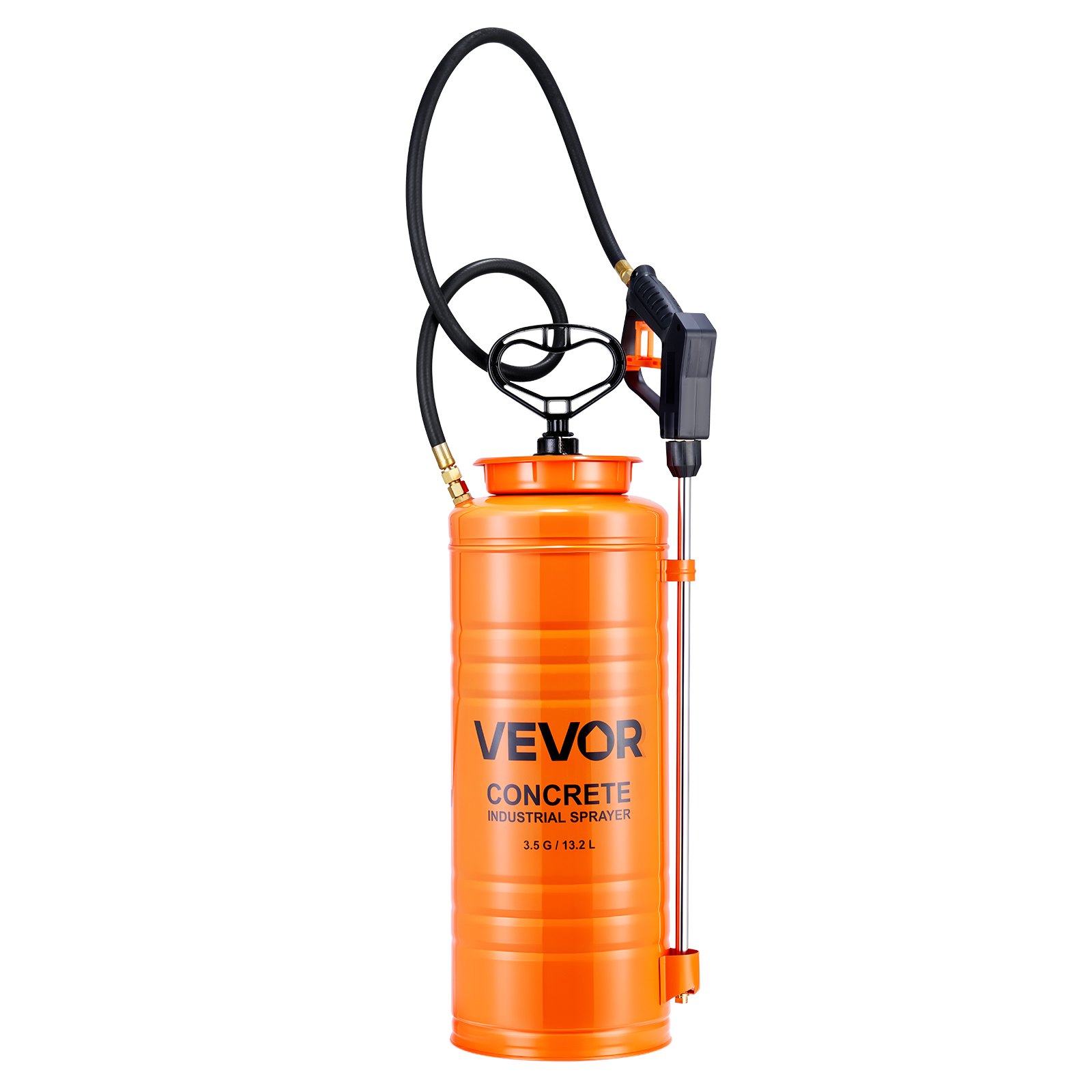 Industrial Concrete Sprayer, 14L Stainless Steel Sprayer, Heavy Duty Tri-Poxy Pump Sprayers, 52cm Wand with Ergonomic Gun Handle, 1.2m & 3m Hoses, 2 Brass Nozzles for Construction, Garden - Image 1