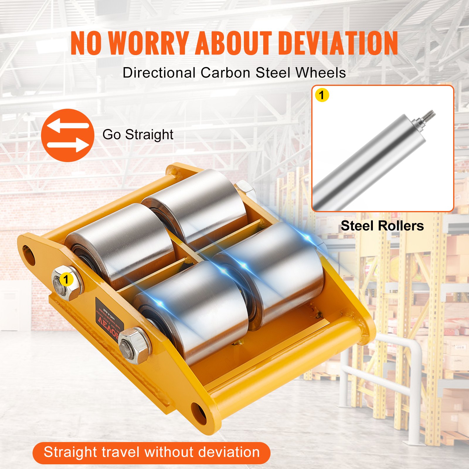 4PCS Machinery Skate Dolly Mover Skate 26455LBS/12T 4 Carbon Steel Wheels - Image 4