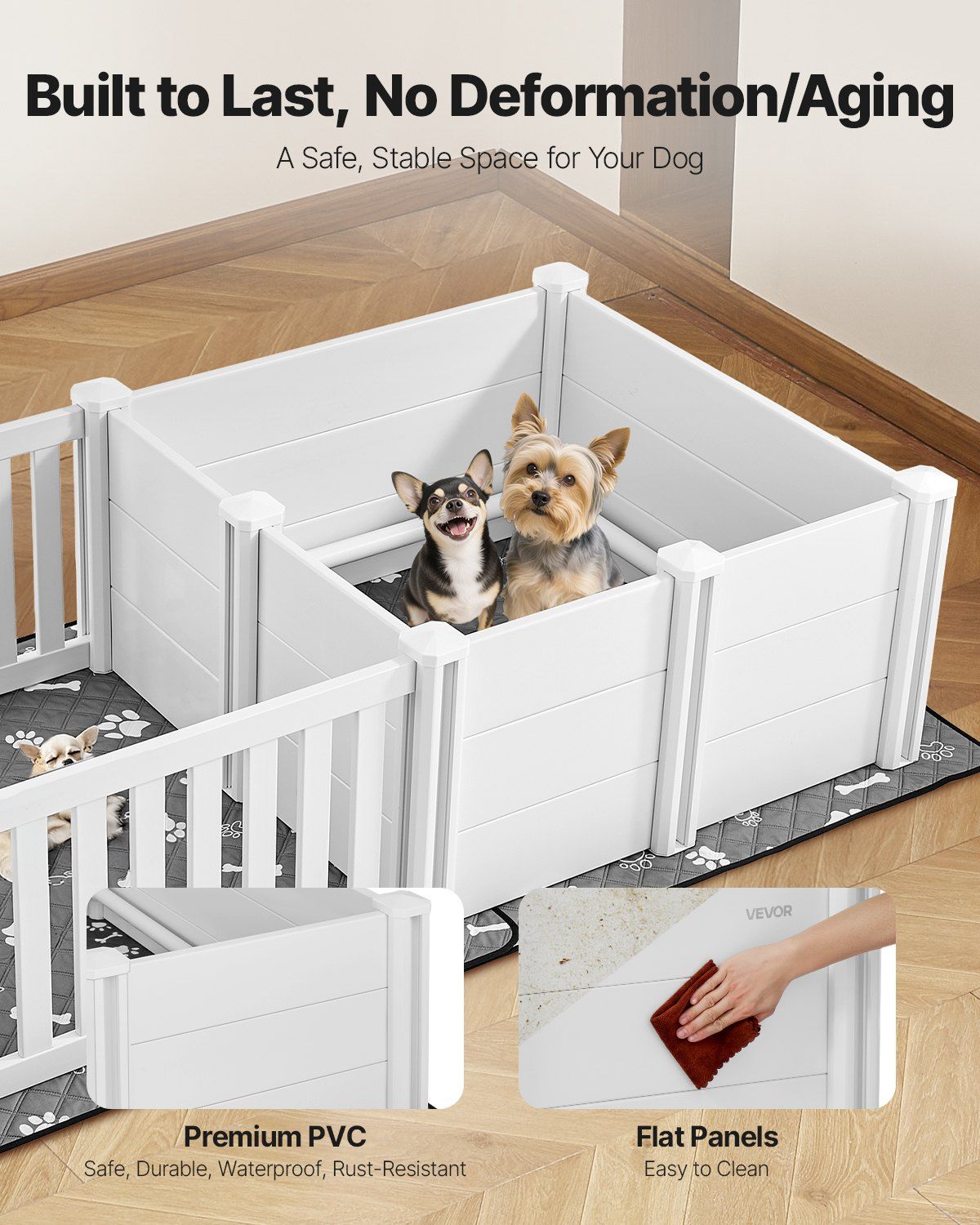 Dog Whelping Box, 1.86x0.97x0.5 m, Plastic Dog Whelping Pen with Adjustable Height Door, Puppy Playpen with Waterproof Pee Pad, Easy to Clean, Durable Indoor Pet Birth Kit for Medium Sized Dogs - Image 3