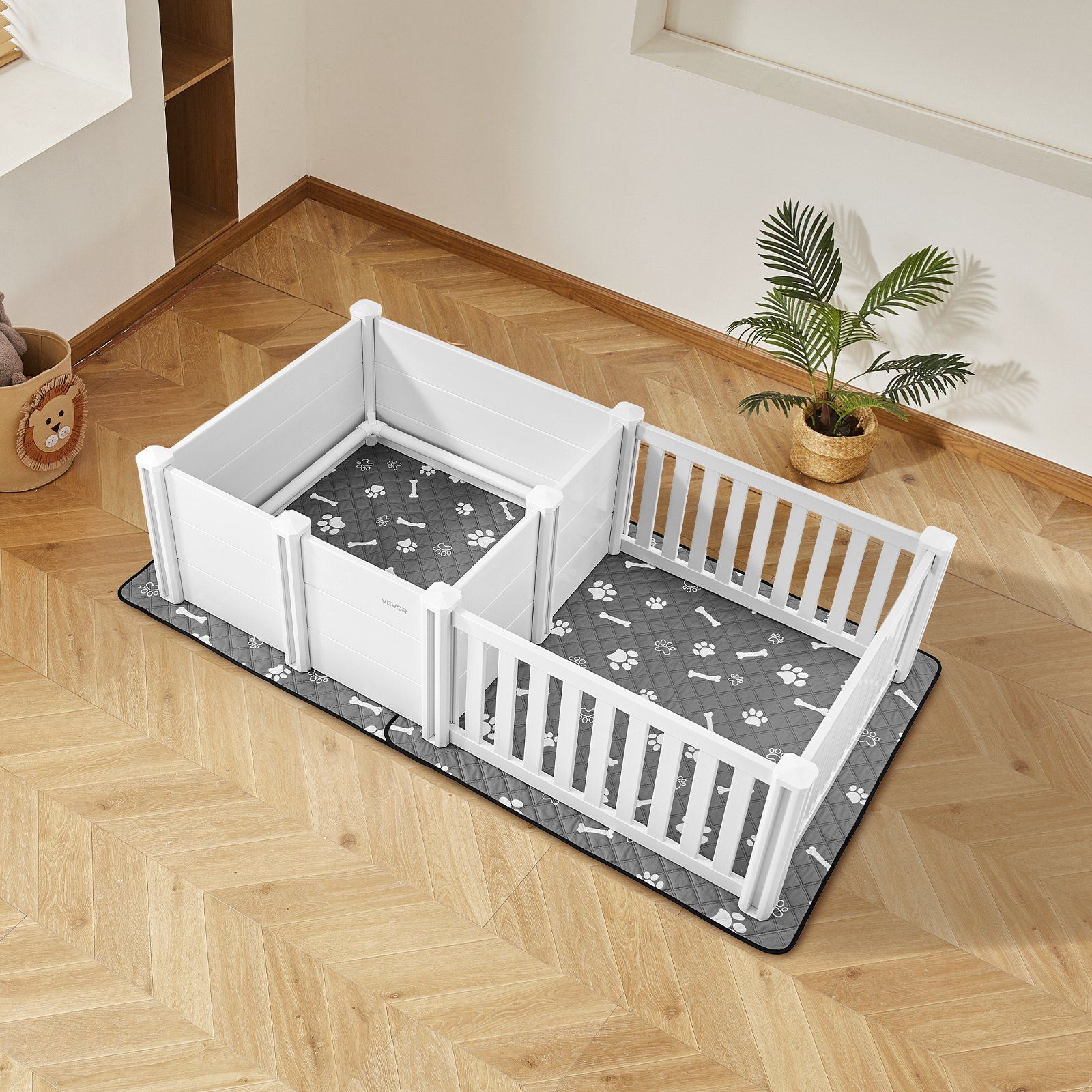 Dog Whelping Box, 1.86x0.97x0.5 m, Plastic Dog Whelping Pen with Adjustable Height Door, Puppy Playpen with Waterproof Pee Pad, Easy to Clean, Durable Indoor Pet Birth Kit for Medium Sized Dogs - Image 8