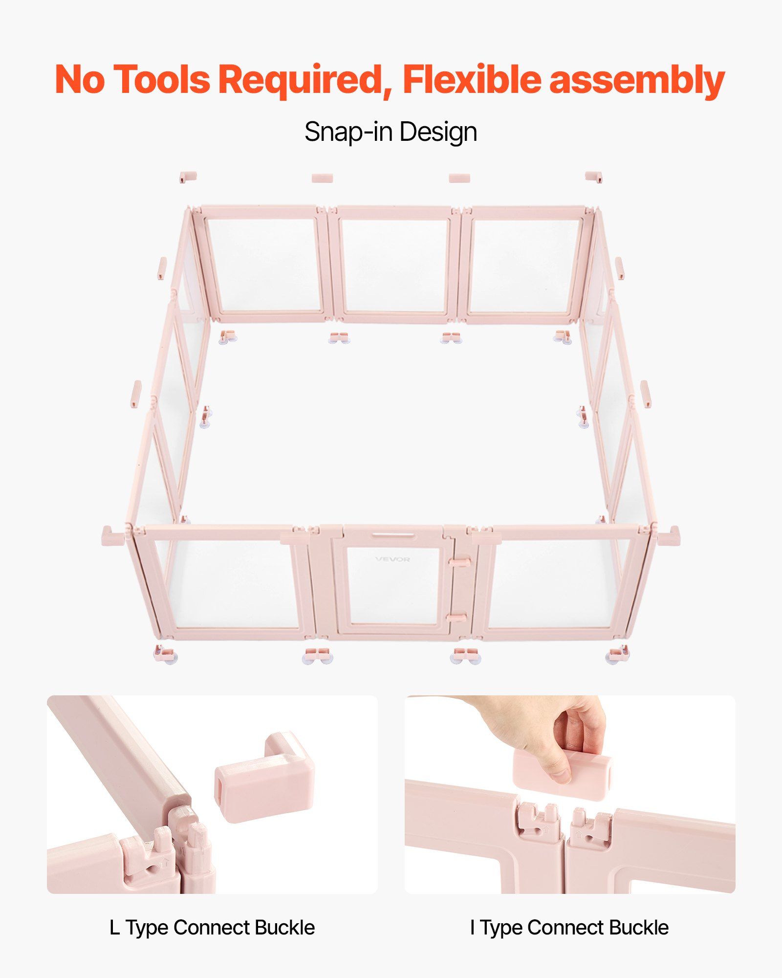 Dog Whelping Box, 1.54x1.5x0.6 m, Transparent Plastic Dog Whelping Pen for Large Sized Dogs, Waterproof Puppy Playpen with Windows & Door Lock, Easy to Clean, Durable Indoor Pet Dogs Cats Birth Kit - Image 3