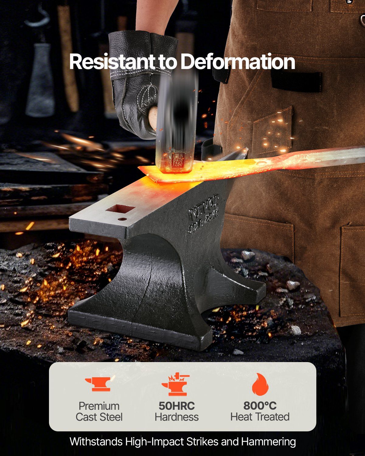 Single Horn Anvil, 55lbs Cast Steel Anvil, High Hardness Rugged Round Horn Anvil for Blacksmiths, with Large Countertop and Stable Base, Metal Working Tool for Metal Bending, Shaping, Twisting - Image 2