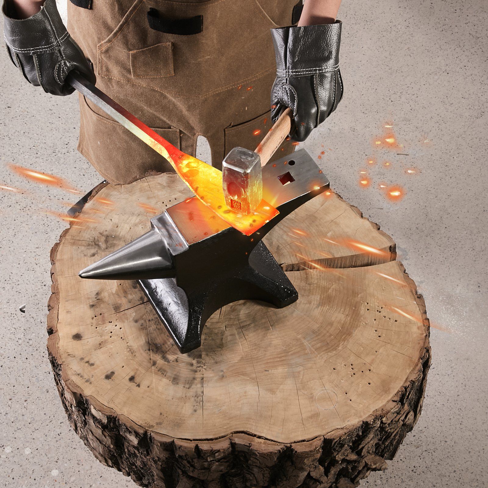 Single Horn Anvil, 55lbs Cast Steel Anvil, High Hardness Rugged Round Horn Anvil for Blacksmiths, with Large Countertop and Stable Base, Metal Working Tool for Metal Bending, Shaping, Twisting - Image 8