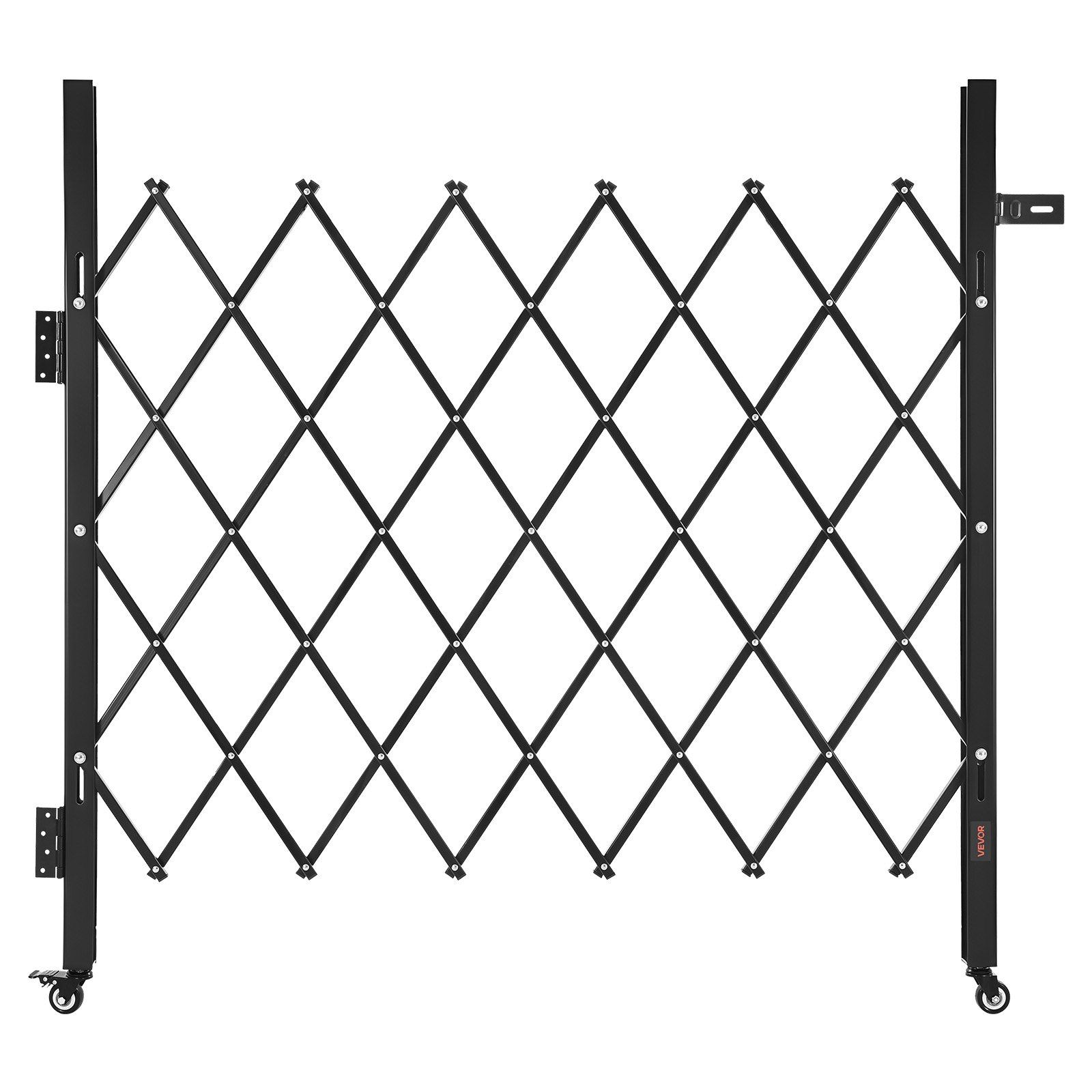 Single Folding Security Gate, Lockable Scissor Gate with 360 degree Swivel Casters, Outdoor Barricade Steel Retractable Gates, for Entry Security, Garage, Warehouse & Pool, 1100 x 1310 mm (W x H) - Image 1