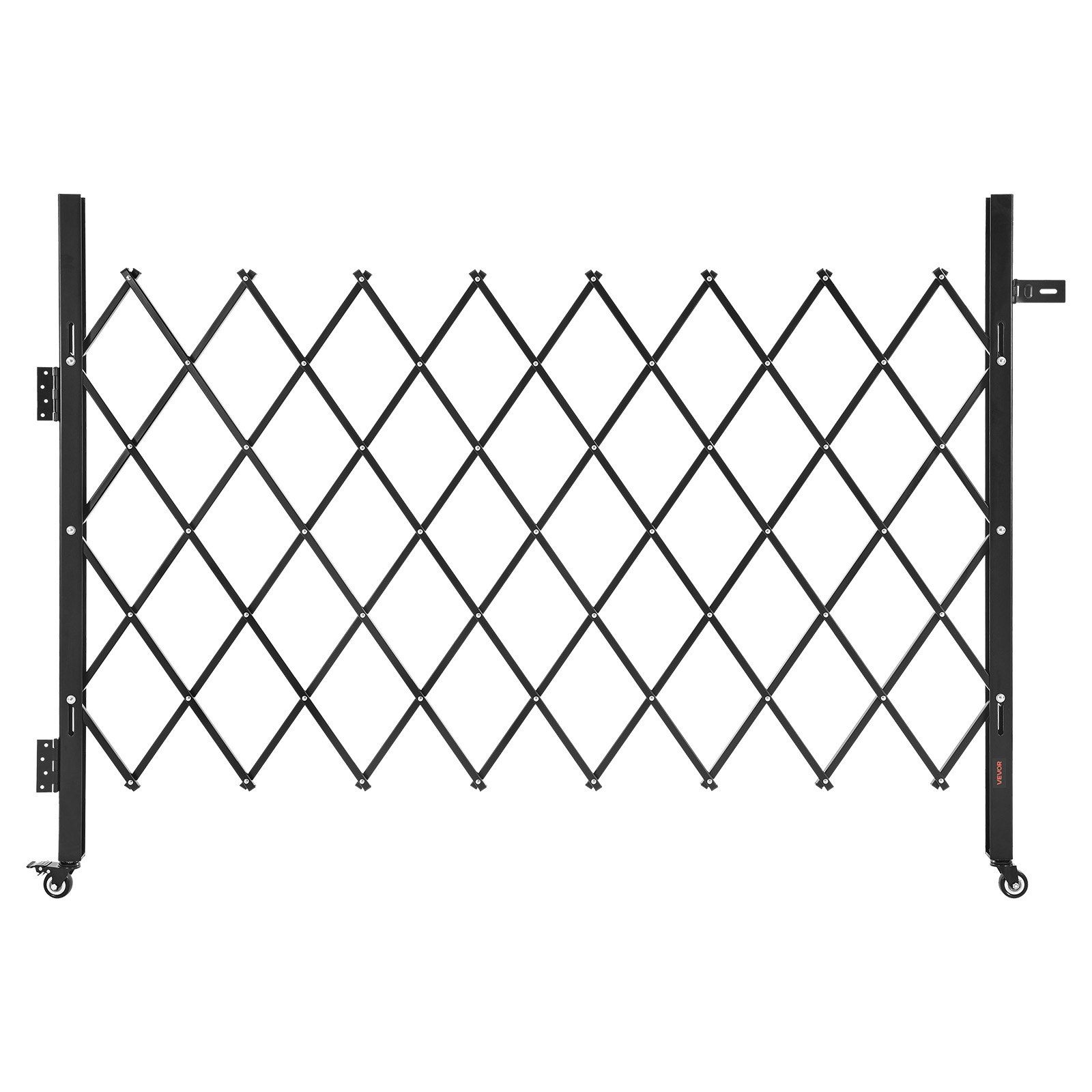 Single Folding Security Gate, Lockable Scissor Gate with 360 degree Swivel Casters, Outdoor Barricade Steel Retractable Gates, for Entry Security, Garage, Warehouse & Pool, 1700 x 1310 mm (W x H) - Image 1