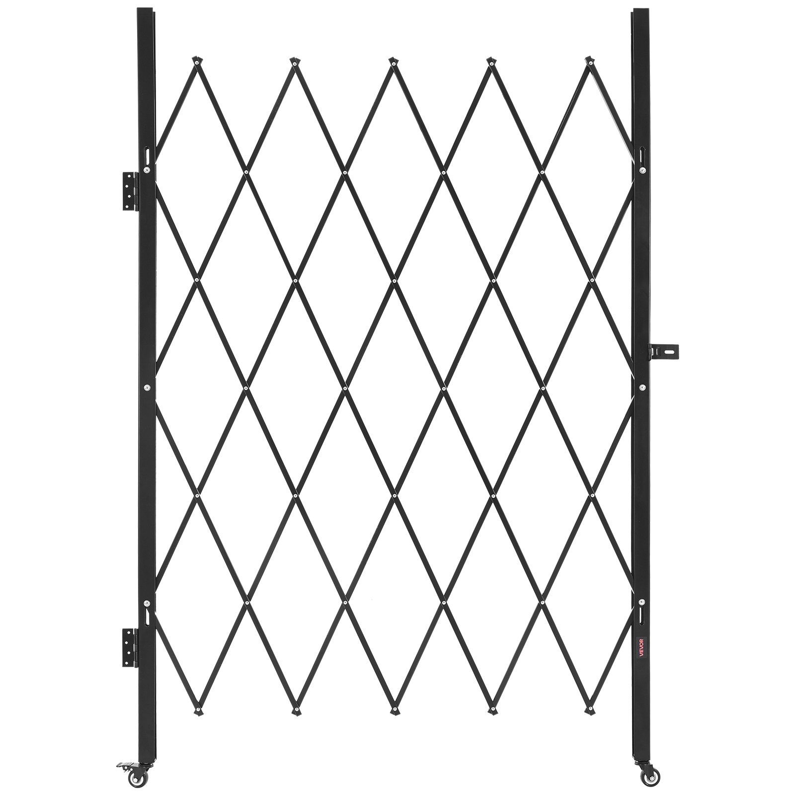 Single Folding Security Gate, Lockable Scissor Gate with 360 degree Swivel Casters, Outdoor Barricade Steel Retractable Gates, for Entry Security, Garage, Warehouse & Pool, 1260 x 1975 mm (W x H) - Image 1