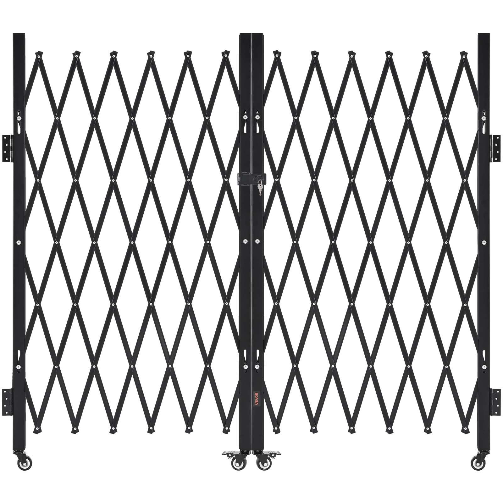 Double Folding Security Gate, Lockable Scissor Gate with 360 degree Swivel Casters, Outdoor Barricade Steel Retractable Gates, for Entry Security, Garage, Warehouse & Pool, 3200 x 1605 mm in (W x H) - Image 1