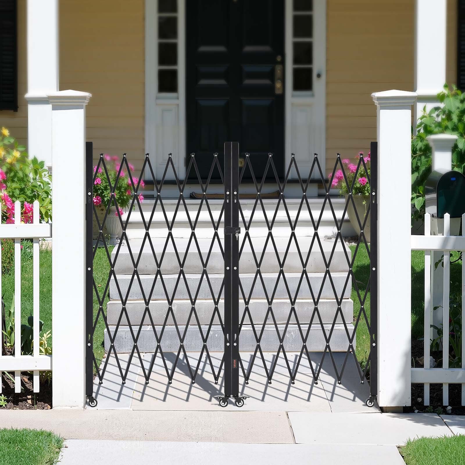 Double Folding Security Gate, Lockable Scissor Gate with 360 degree Swivel Casters, Outdoor Barricade Steel Retractable Gates, for Entry Security, Garage, Warehouse & Pool, 3200 x 1605 mm in (W x H) - Image 8