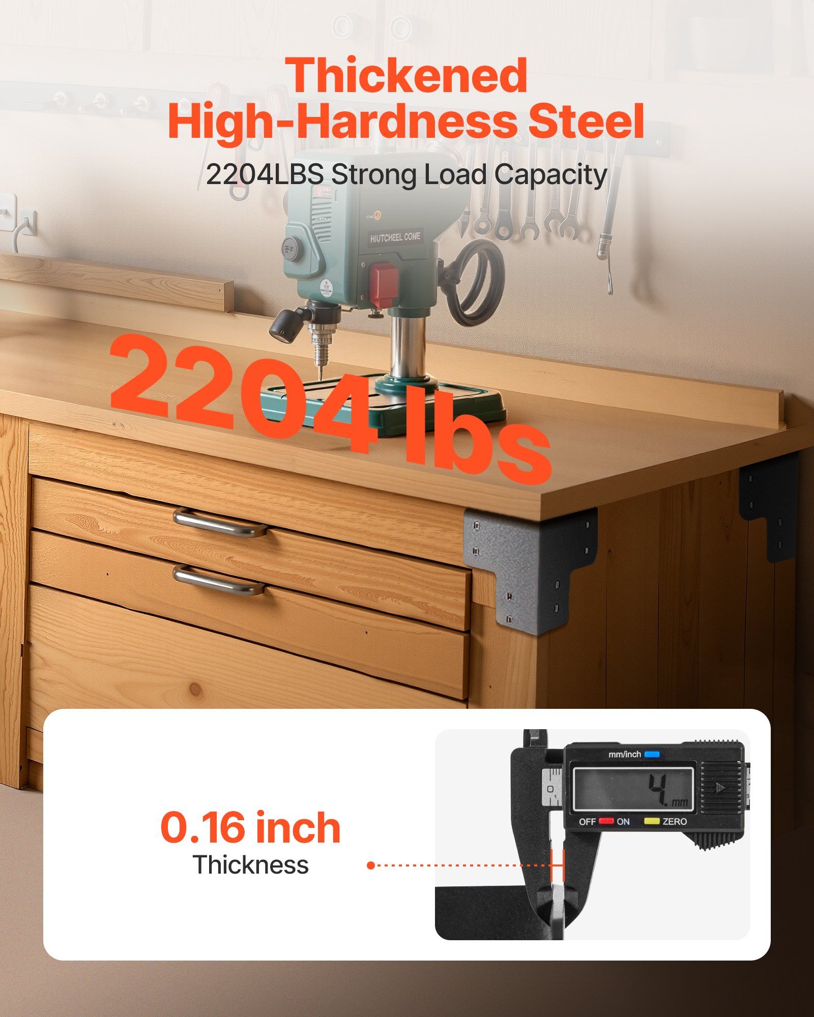 Workbench Corner Bracket Kit, 6.50 x 6.50 x 6.50 inch / 165 x 165 x 165 mm, 2204lbs/1000kg Load Capacity, Heavy Duty Sturdy Steel Angle Brackets with Screws, for Desk Shop Table Platform, 8 Pcs - Image 2