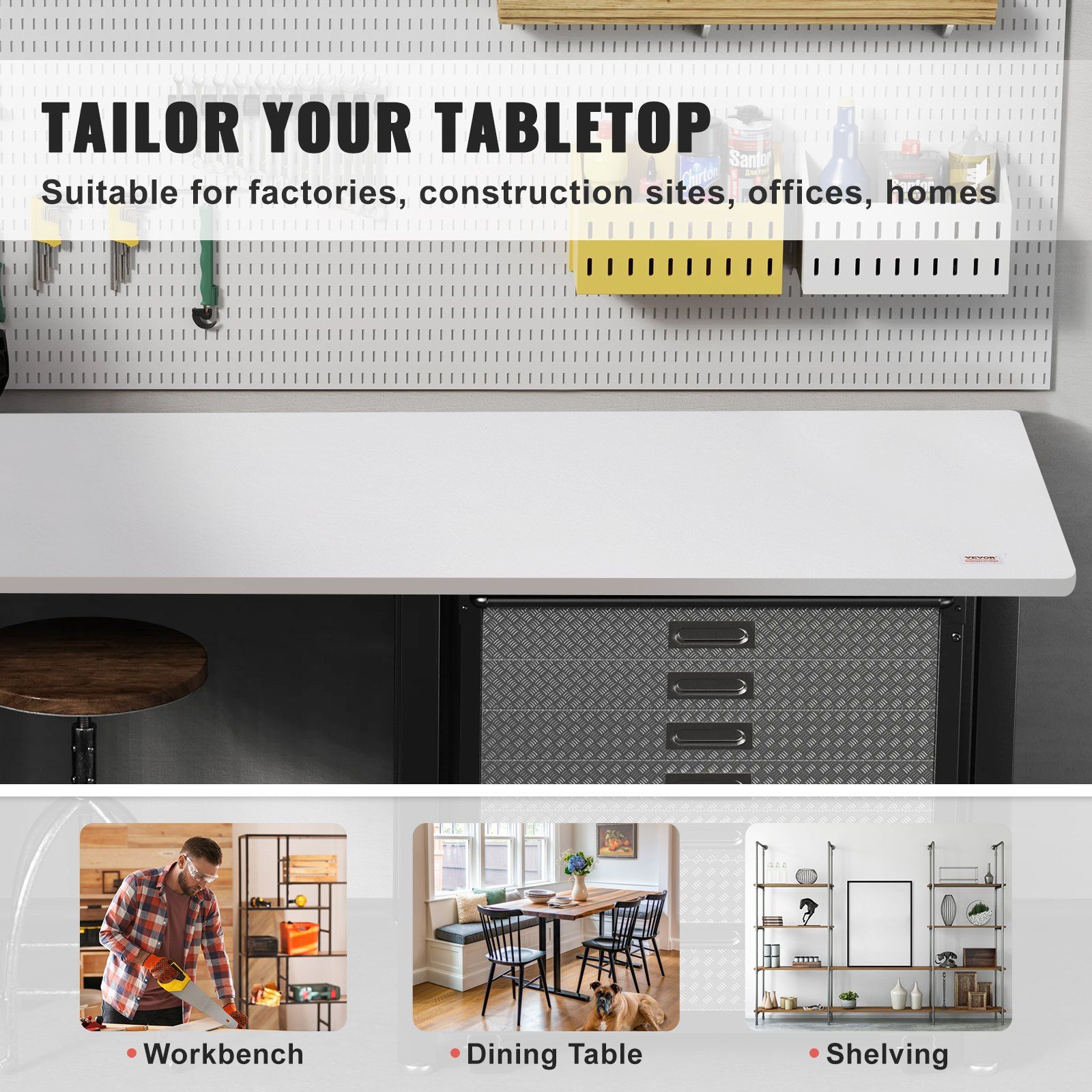 Table Top, 1524 x 635 x 25 mm, 100 kg Load Capacity, Universal One-Piece Particle Board Desktop for Height Adjustable Electric Standing Desk Frame, Rectangular Countertop for Home & Office Desk - Image 6