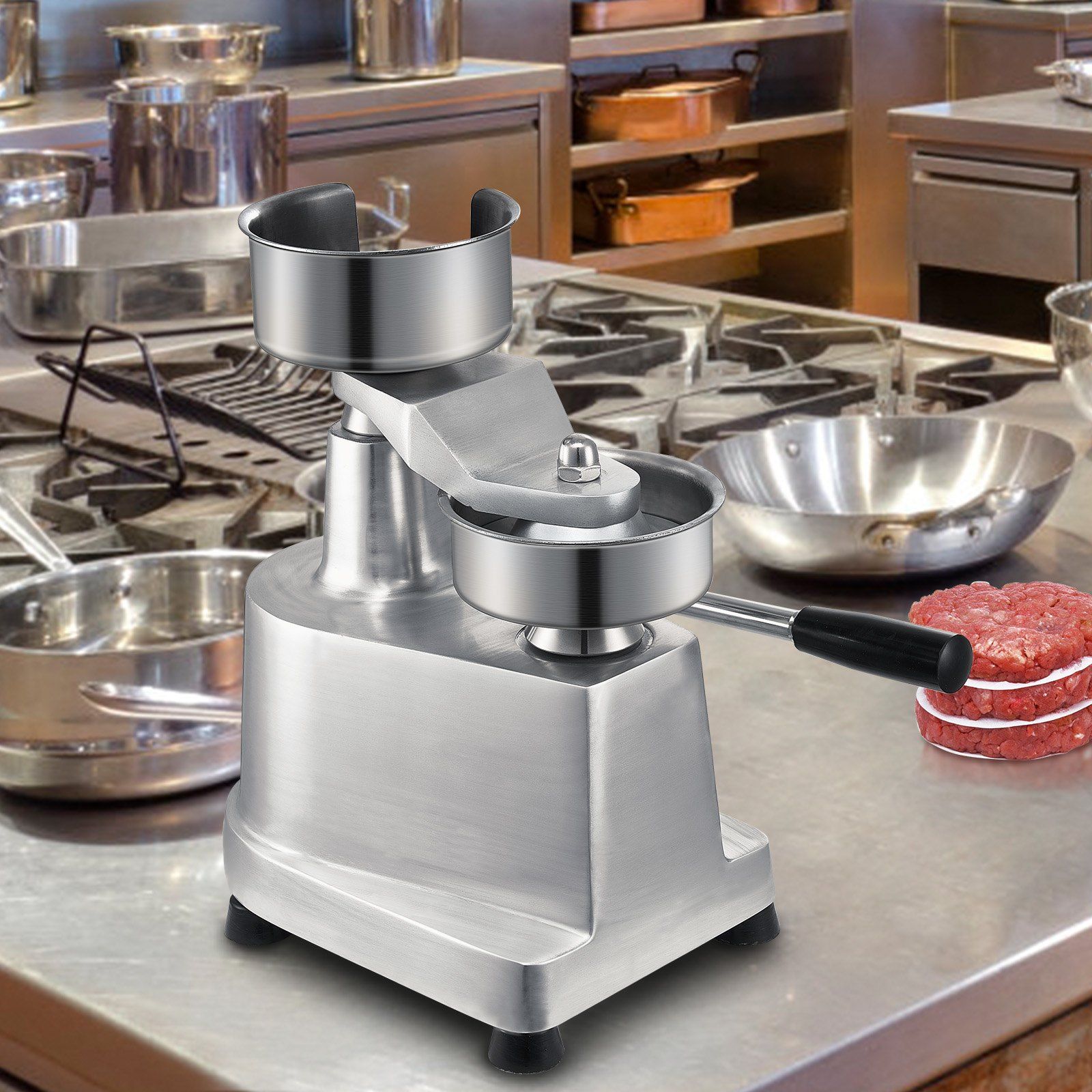 Commercial Burger Patty Maker, 100mm Hamburger Beef Patty Maker, Heavy Duty Food-Grade Stainless Steel Bowl Burger Press Machine, Kitchen Meat Forming Processor with 1000 Pcs Patty Papers - Image 8