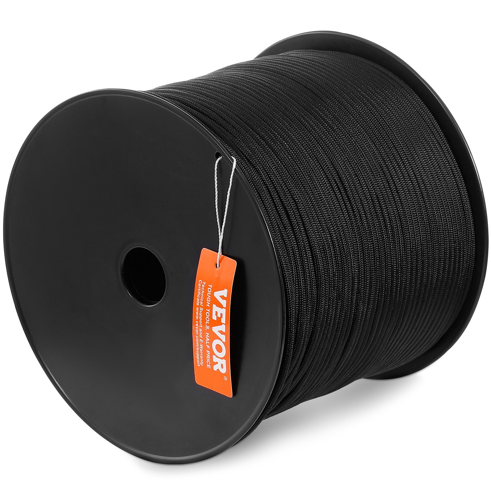 Braided Nylon Rope, 5 mm x 304.8 m, 32 Strands, 3.20kN Breaking Strength Outdoor Climbing Rope, Arborist Tree Climbing Rigging Rope Ideal for Rock Hiking Camping Swing Rappelling Rescue, Black - Image 1
