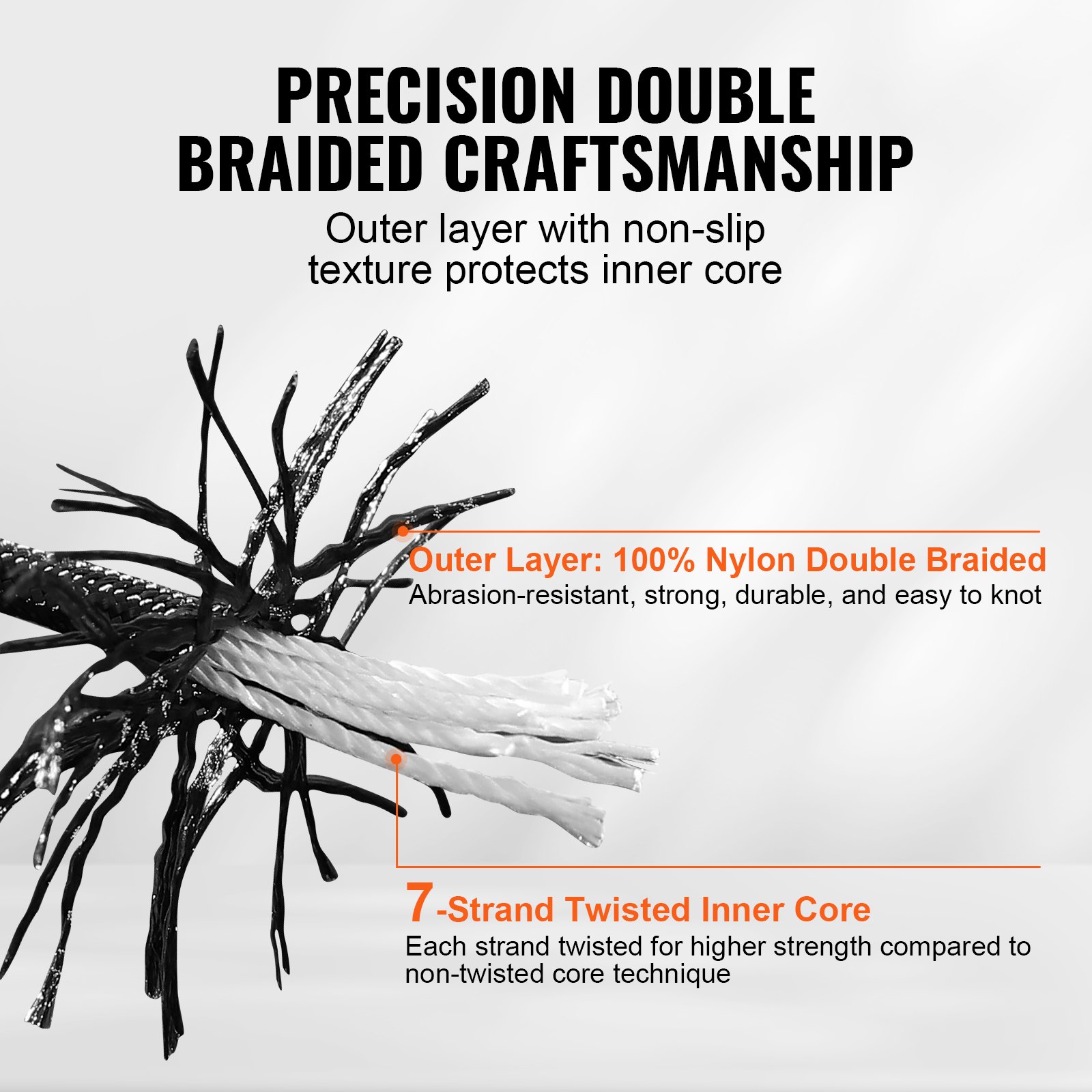 Braided Nylon Rope, 5 mm x 304.8 m, 32 Strands, 3.20kN Breaking Strength Outdoor Climbing Rope, Arborist Tree Climbing Rigging Rope Ideal for Rock Hiking Camping Swing Rappelling Rescue, Black - Image 3