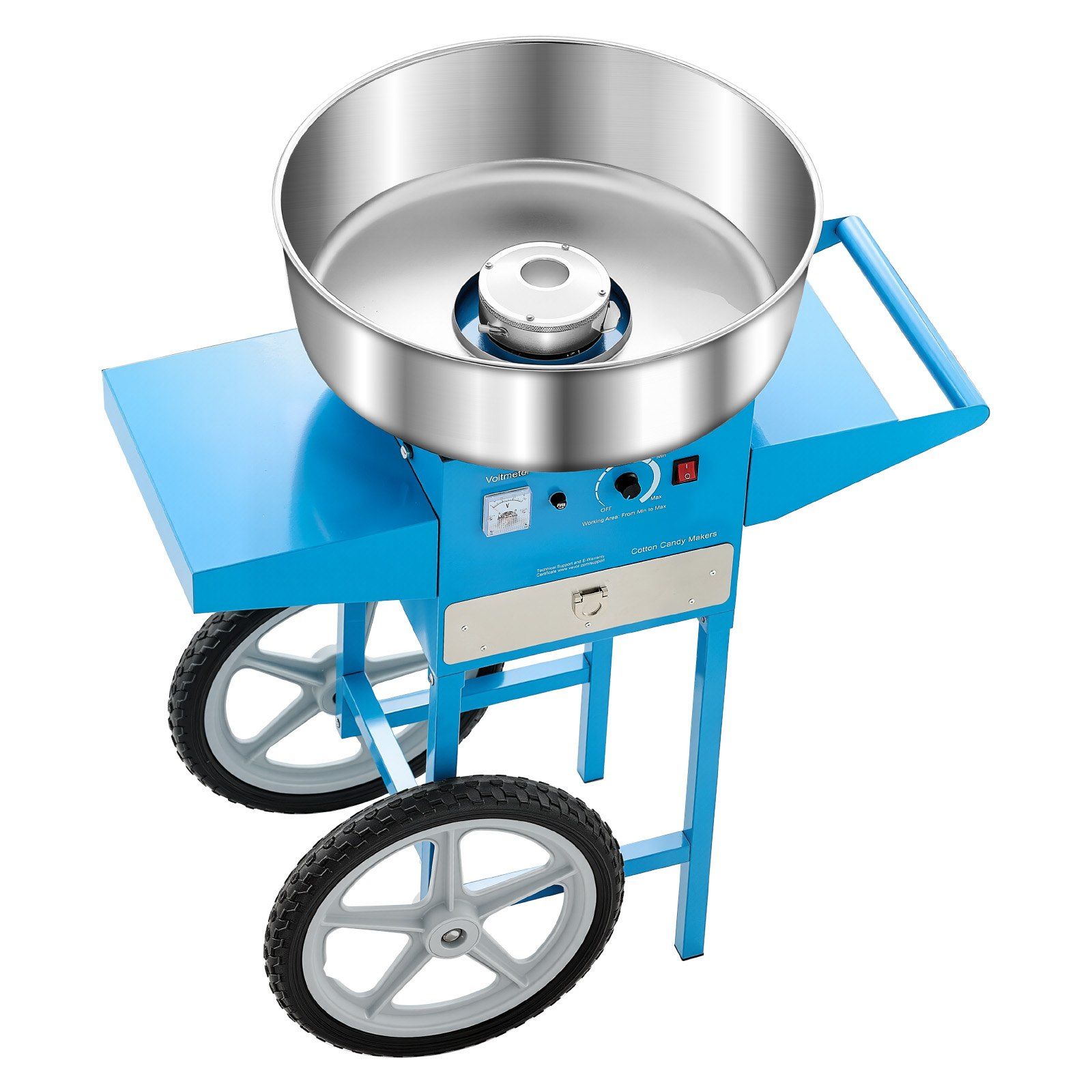 Electric Cotton Candy Machine with Cart, 1000W Commercial Candy Floss Maker with 52cm Stainless Steel Bowl, Sugar Scoop, and Drawer, Easy to Use, for Home, Kids Birthday, Family Party, Blue - Image 1