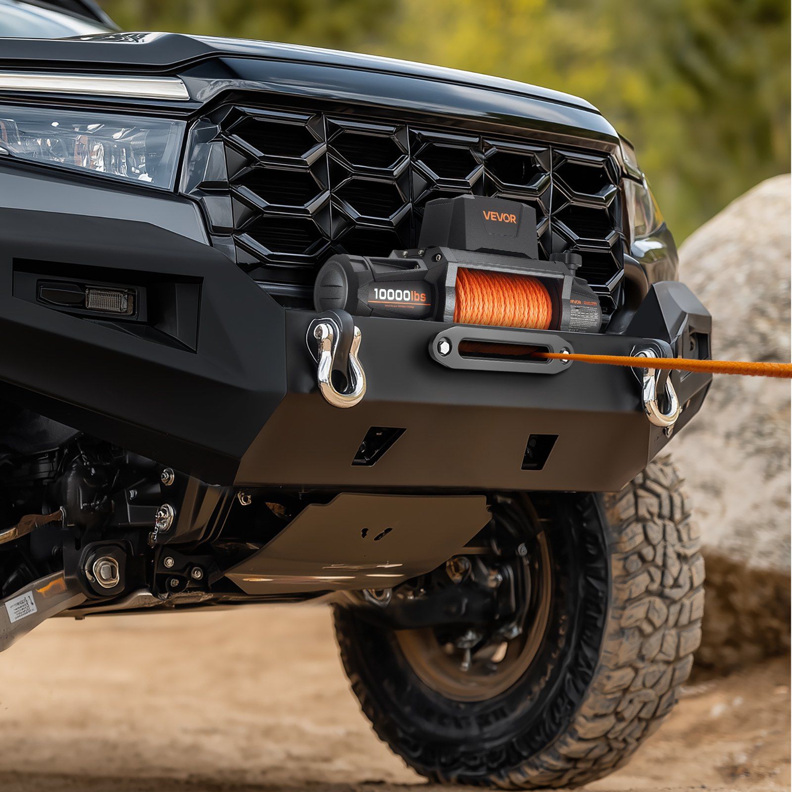 Electric Winch, 4500 kg Load Capacity, 12V DC Truck Winch with Φ8.9 mm x 27.4 m Synthetic Rope, Wireless & Wired Remote Control, IP67 Waterproof for Towing Off-Road SUV Jeep Trailer Boat - Image 8