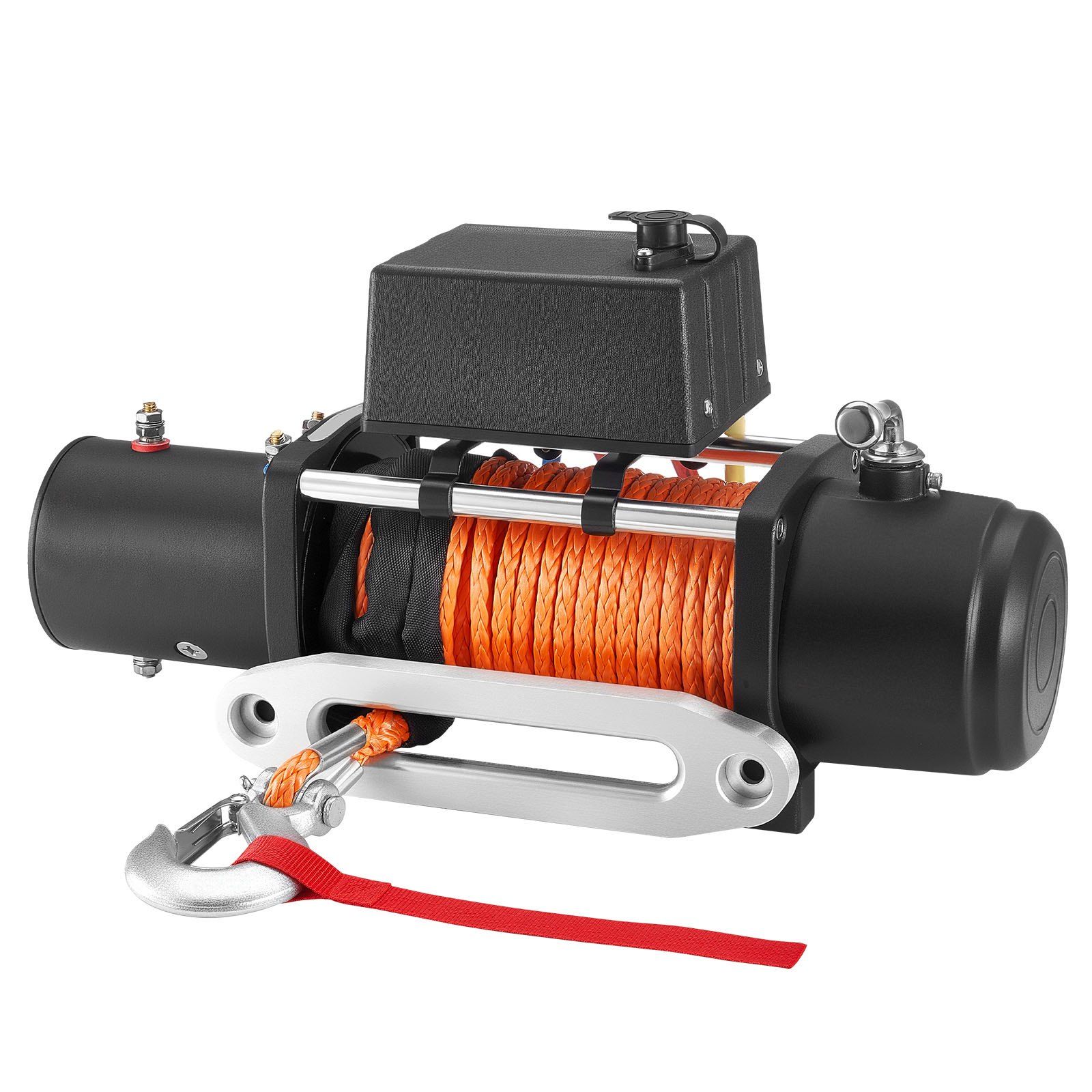 Electric Winch, 5400 kg Load Capacity, 12V DC Truck Winch with Φ9.1 mm x 23 m Synthetic Rope, Wireless & Wired Remote Control, IP55 Waterproof for Towing Off-Road SUV Jeep Trailer Boat - Image 1