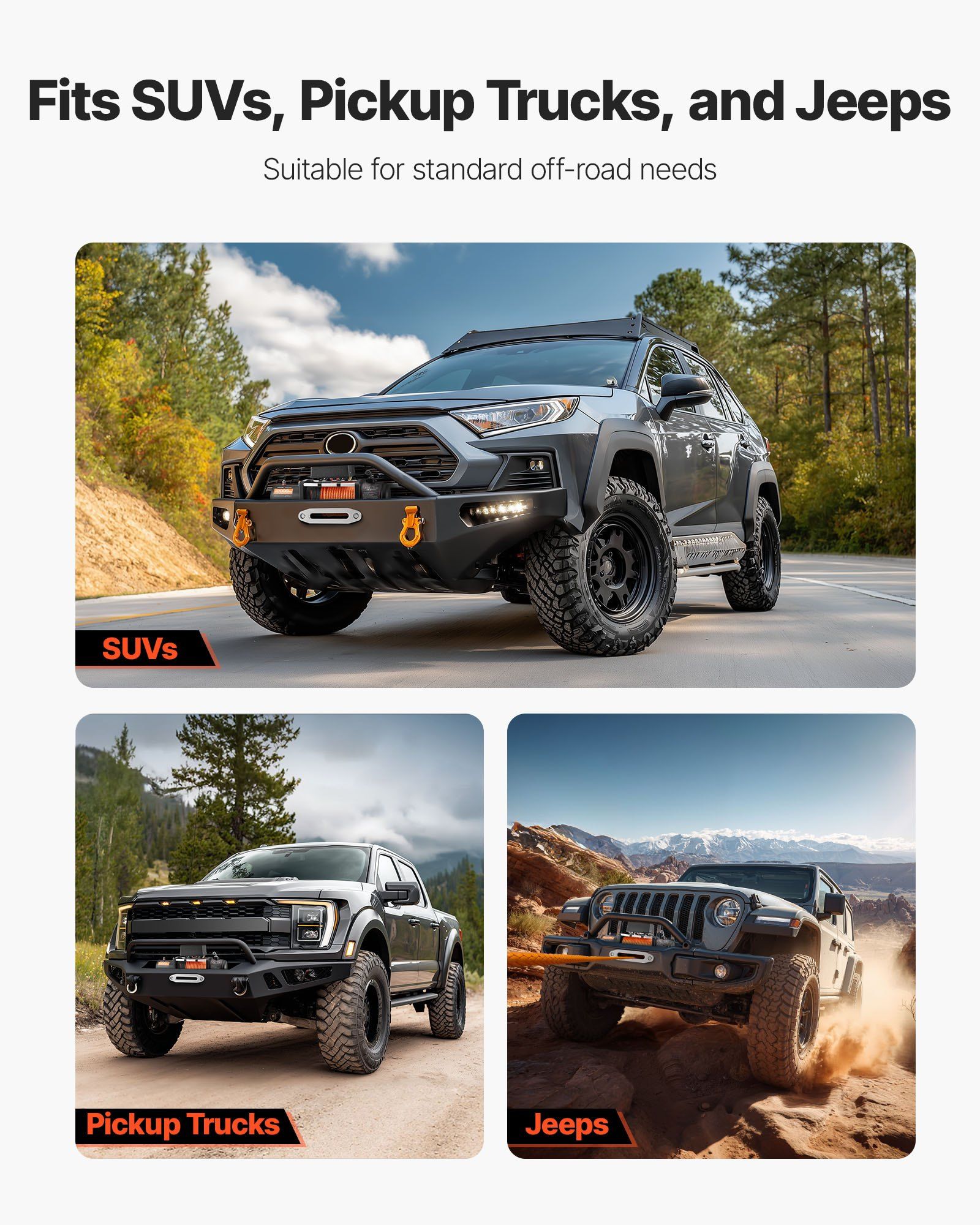 Electric Winch, 5400 kg Load Capacity, 12V DC Truck Winch with Φ9.1 mm x 23 m Synthetic Rope, Wireless & Wired Remote Control, IP55 Waterproof for Towing Off-Road SUV Jeep Trailer Boat - Image 6