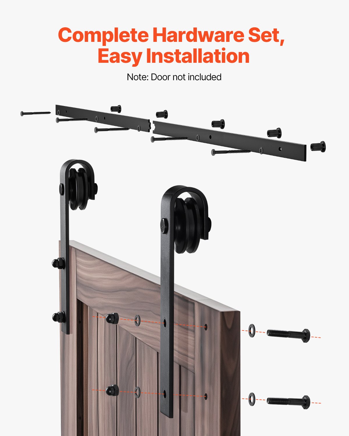 1500 mm Sliding Barn Door Hardware Kit for Single Sliding Barn Door Black - Image 5