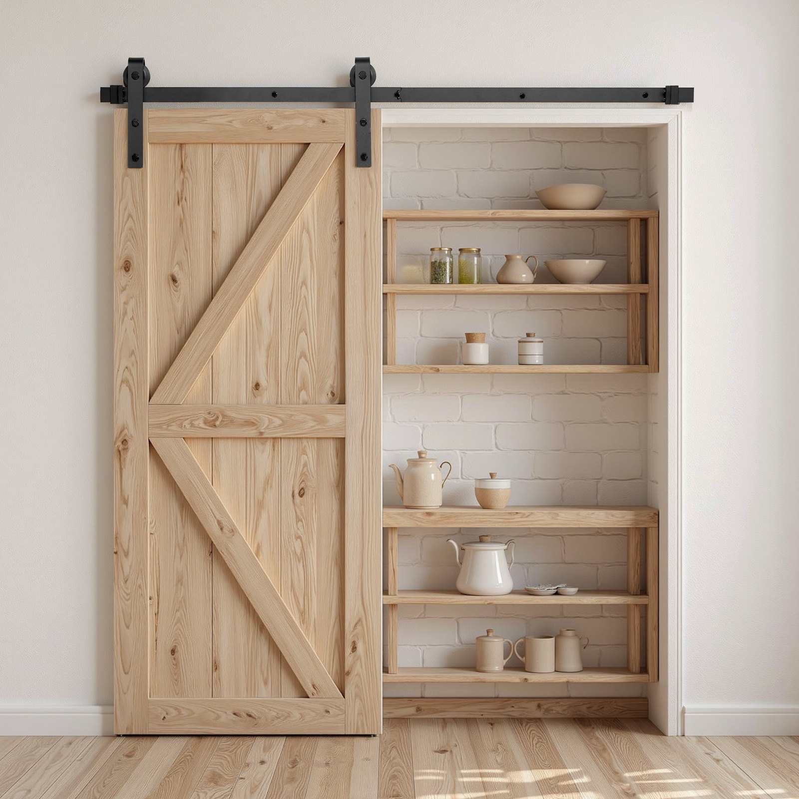1500 mm Sliding Barn Door Hardware Kit for Single Sliding Barn Door Black - Image 8