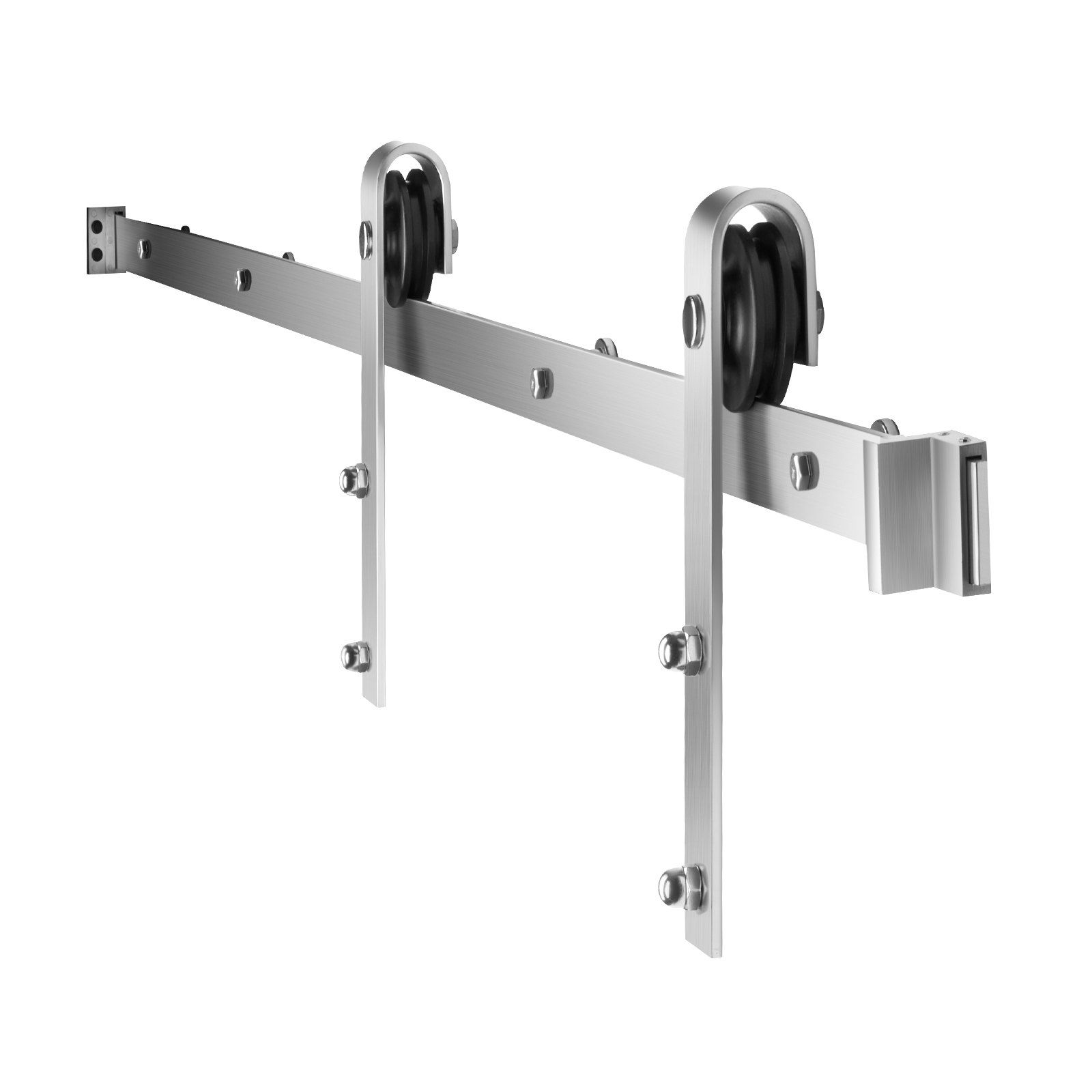 5FT Sliding Barn Door Hardware Kit, 330 LBS Weight Capacity, Compatible with 30 Inches Max Width & 1-3/8 to 1-3/4 Inches Thickness Single Sliding Barn Door, Durable Track & J-shape Roller Silver - Image 1