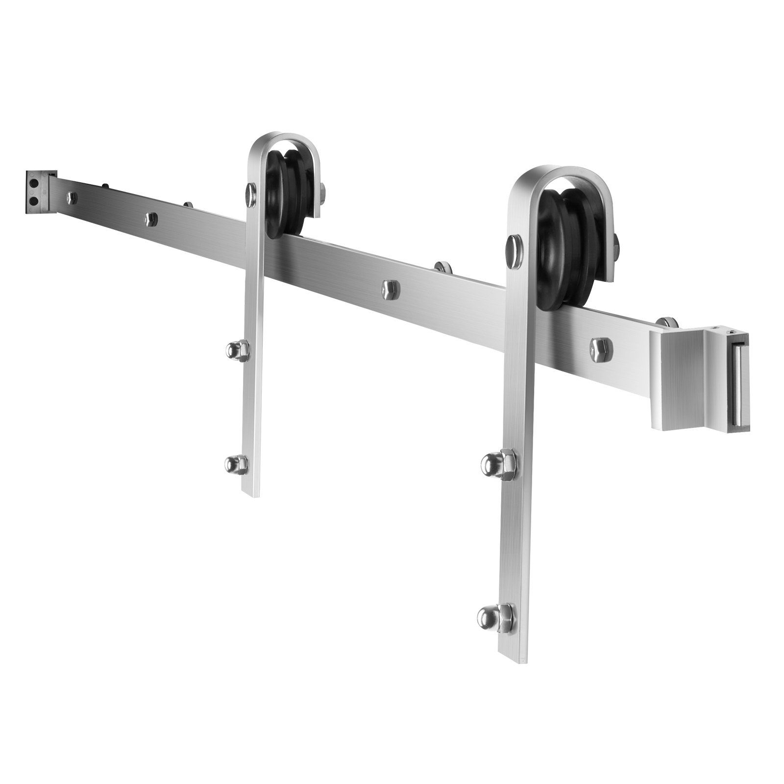 6FT Sliding Barn Door Hardware Kit, 330 LBS Weight Capacity, Compatible with 36 Inches Max Width & 1-3/8 to 1-3/4 Inches Thickness Single Sliding Barn Door, Durable Track & J-shape Roller Silver - Image 1