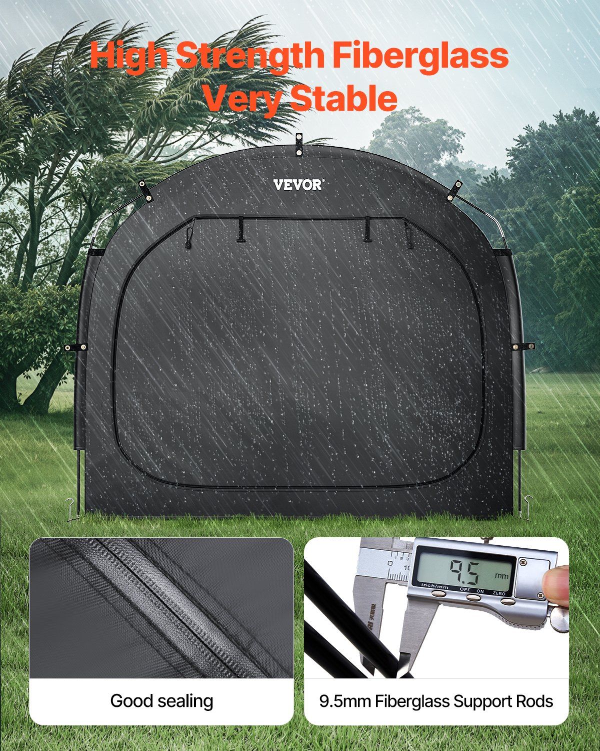 Bike Storage Tent, 3 to 4 Bikes, Outdoor Spacious Bike Storage Tent with Ventilated Window, Waterproof Easy-to-Install Bike Tent with High Strength Fiberglass & Dual Zippers, Fit for Bicycle - Image 4